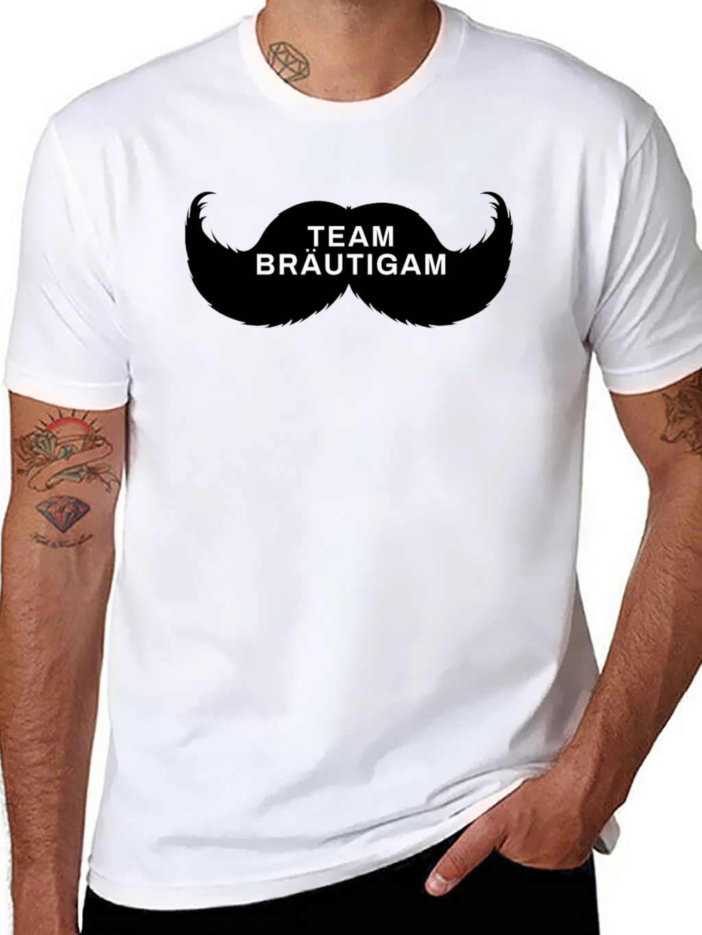 Team Bräutigam Mustache Graphic T-Shirt
