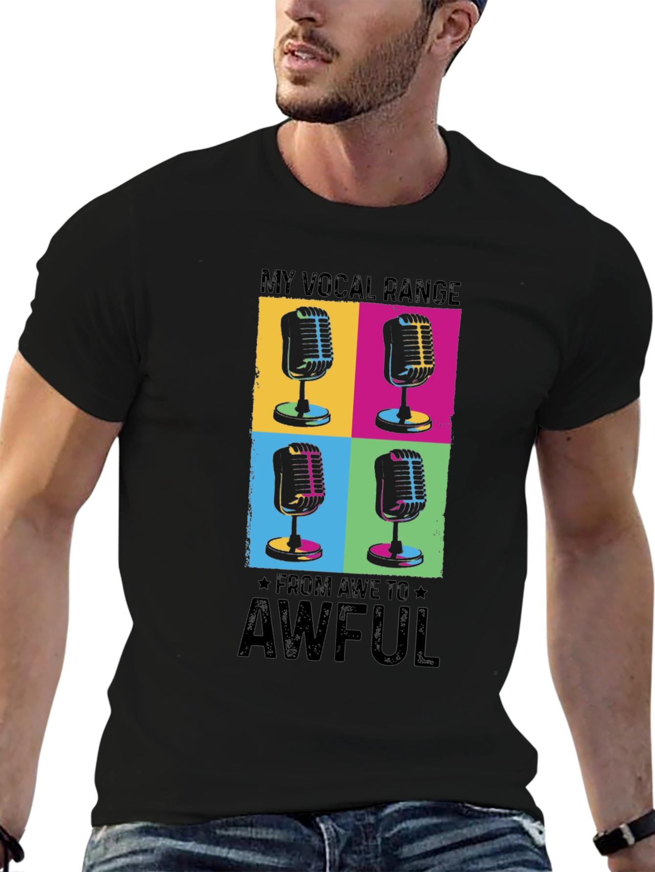 Vocal Range Funny Microphone Graphic T-Shirt