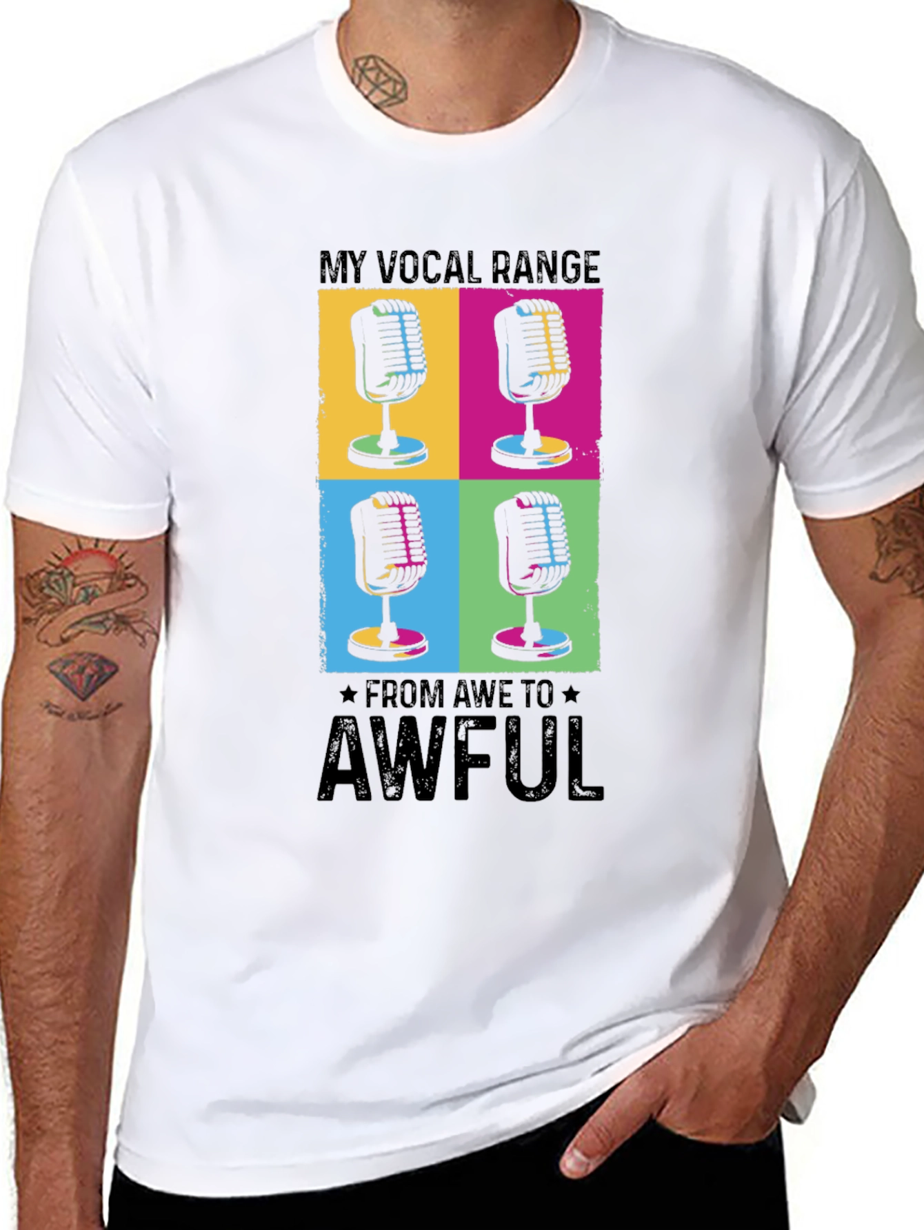 Vocal Range Funny Microphone Graphic T-Shirt