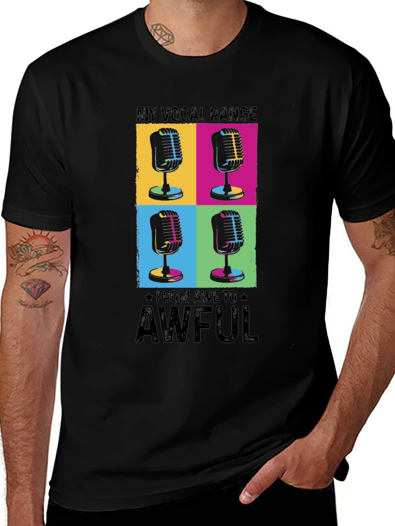 Vocal Range Funny Microphone Graphic T-Shirt