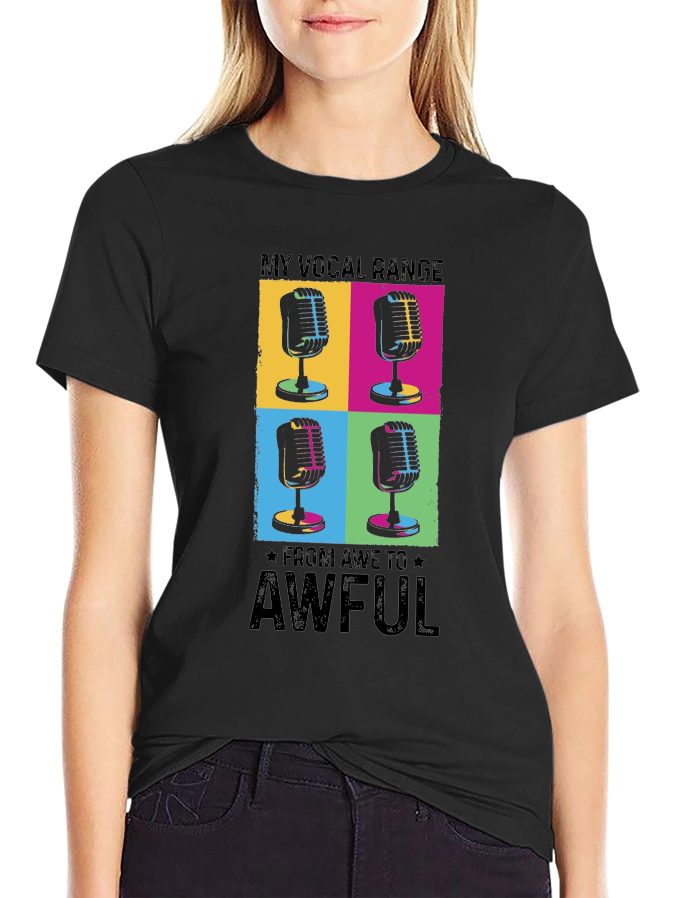 Vocal Range Funny Microphone Graphic T-Shirt