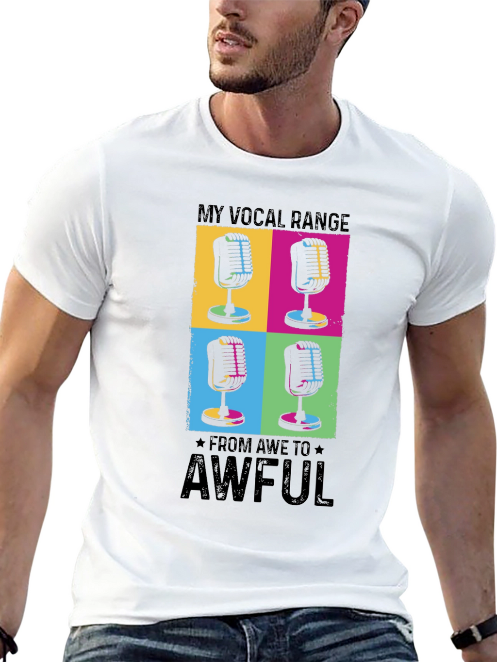 Vocal Range Funny Microphone Graphic T-Shirt