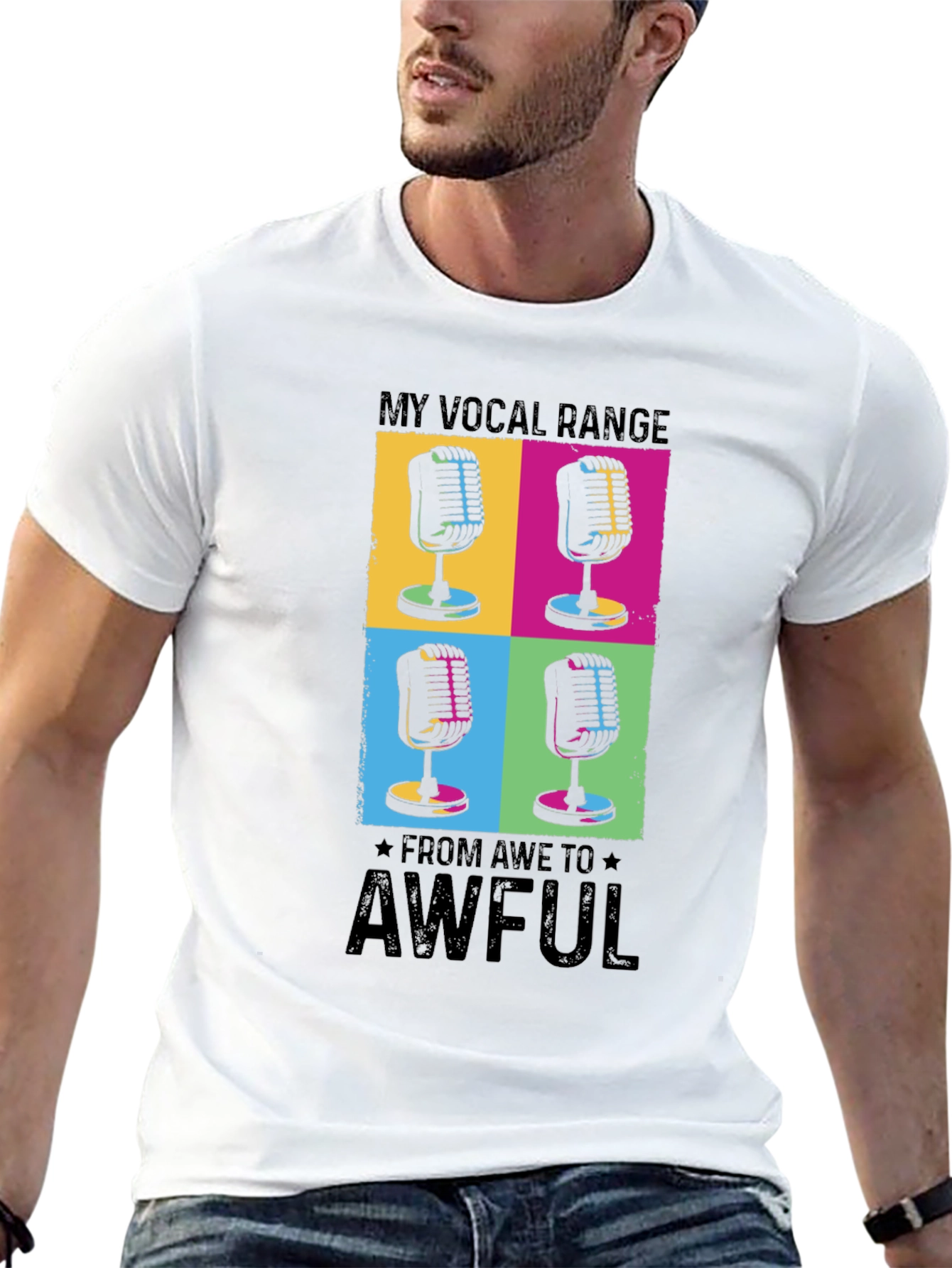 Vocal Range Funny Microphone Graphic T-Shirt