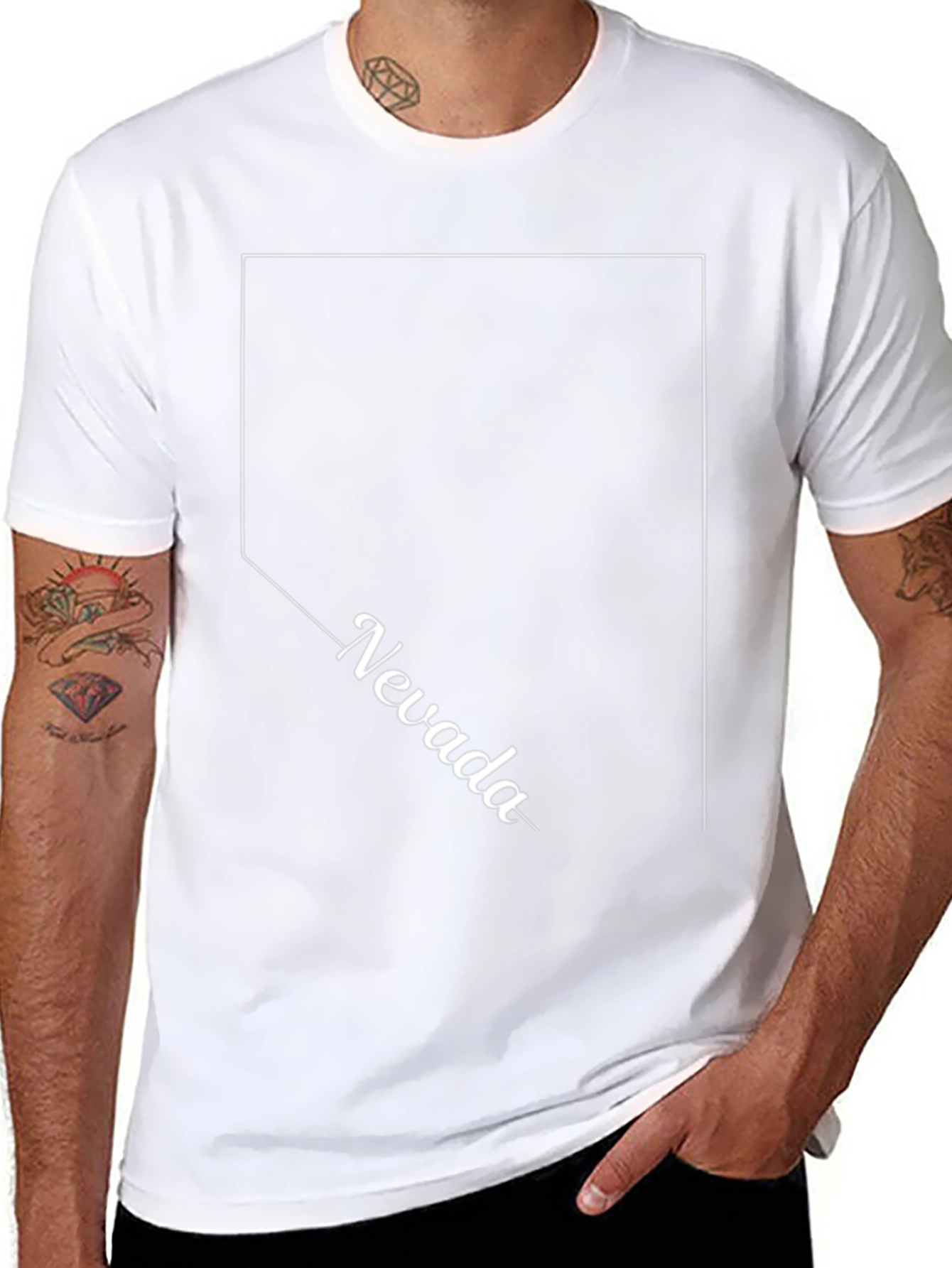 Nevada State Outline T-Shirt - Black
