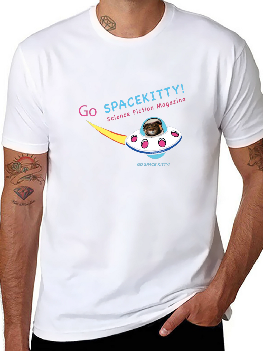 Go SpaceKitty! Science Fiction Magazine T-Shirt