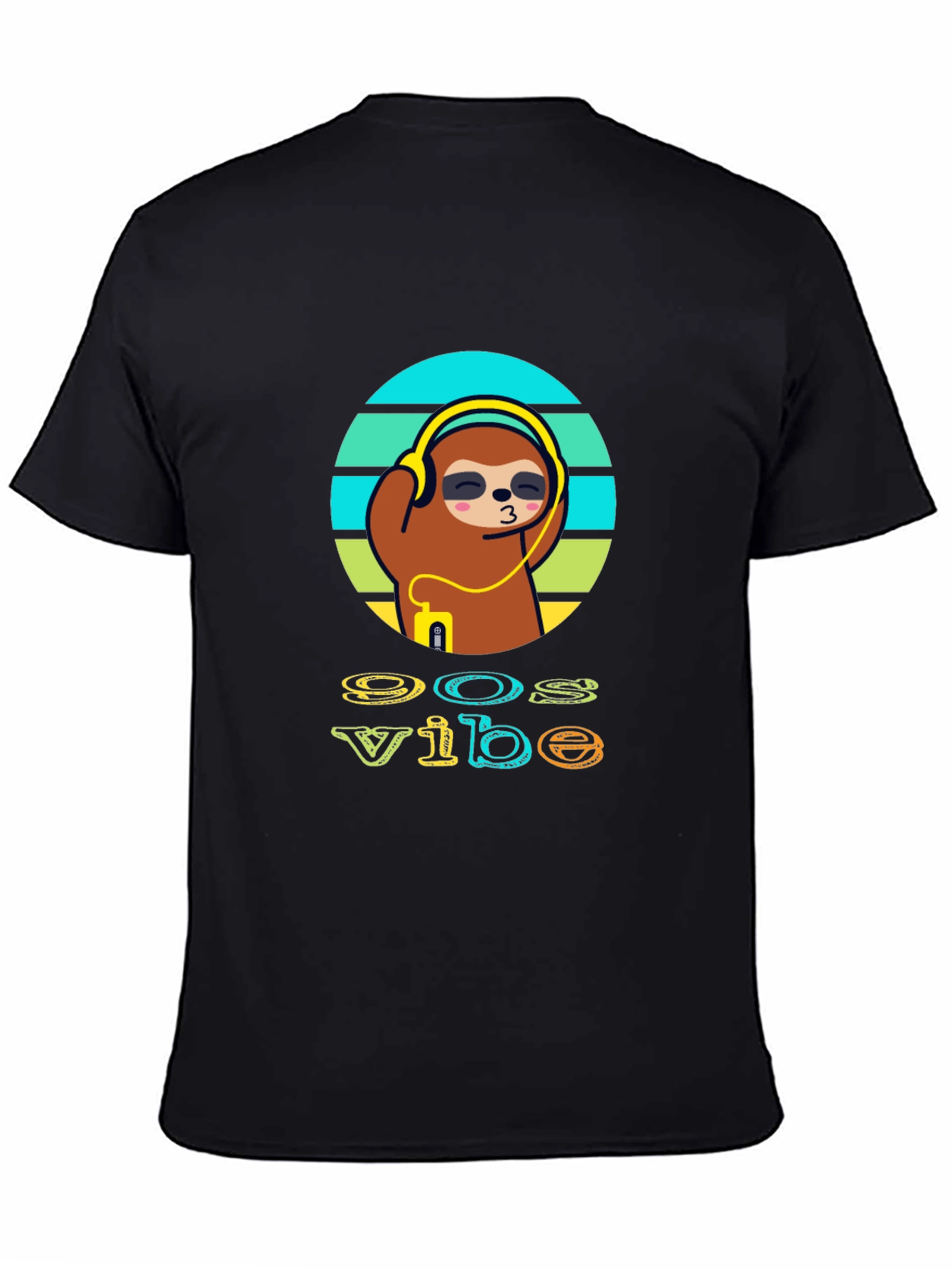 90s Vibe Sloth T-Shirt - Black