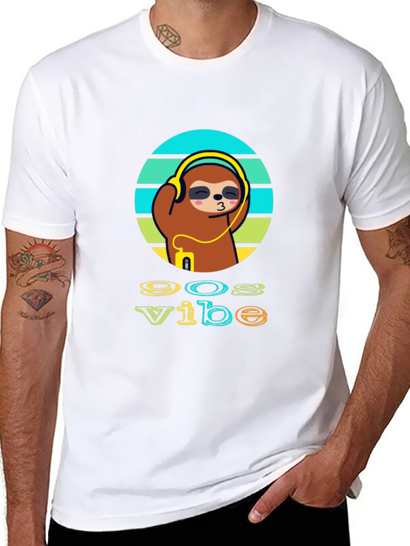 90s Vibe Sloth T-Shirt - Black