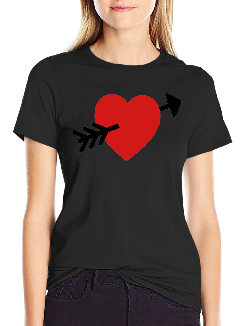 Heart Arrow Graphic Tee - Mens Black Casual T-Shirt