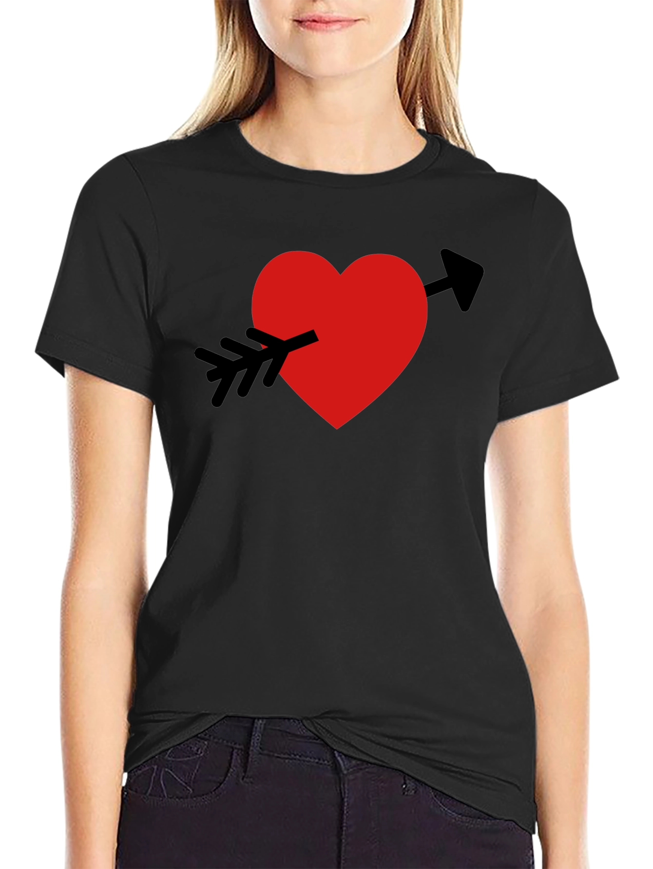Heart Arrow Graphic Tee - Mens Black Casual T-Shirt