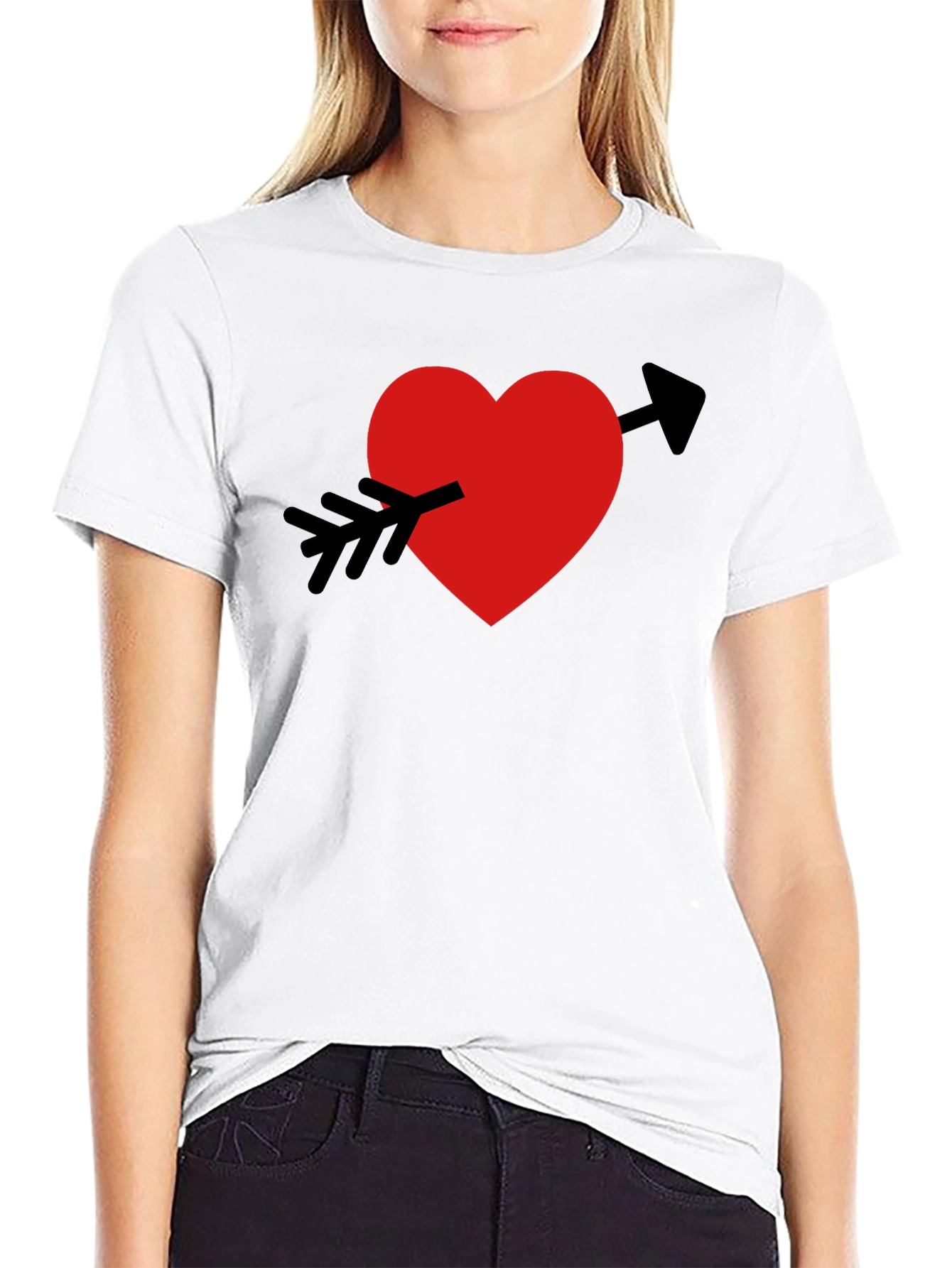 Heart Arrow Graphic Tee - Mens Black Casual T-Shirt