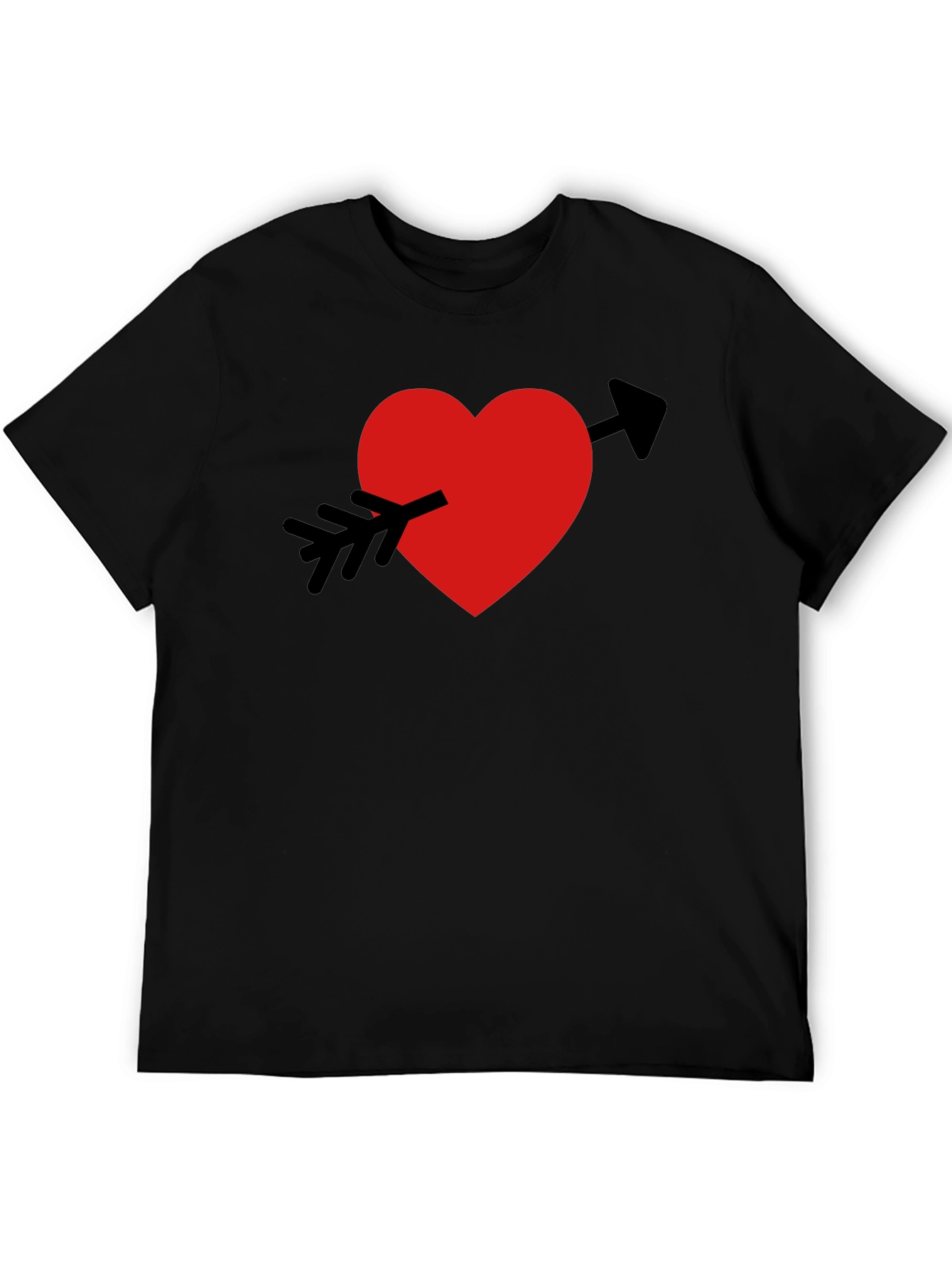 Heart Arrow Graphic Tee - Mens Black Casual T-Shirt