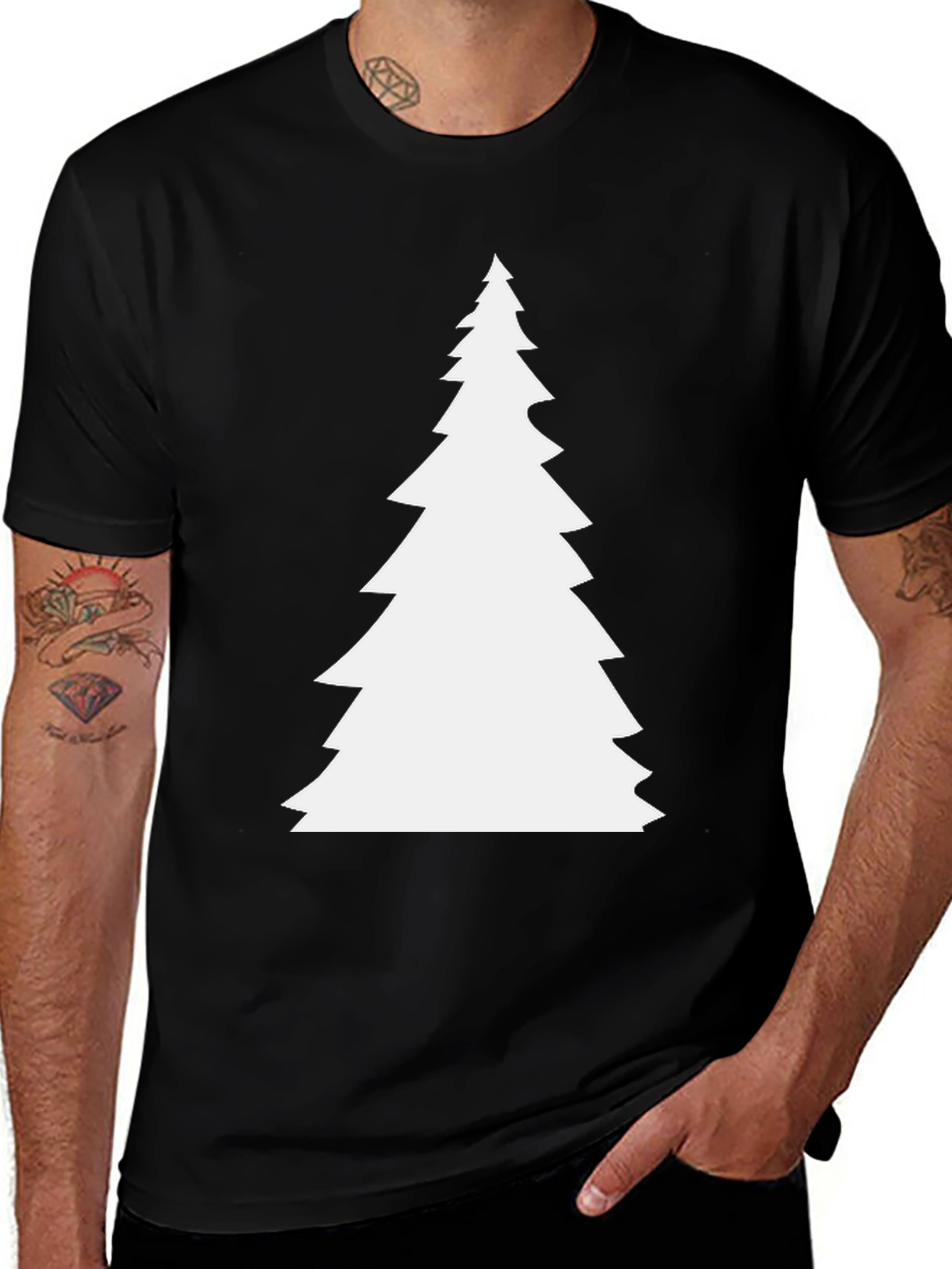 Black Christmas Tree Graphic T-Shirt