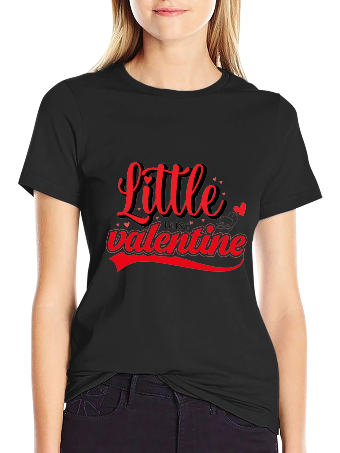 Little Miss Valentine Black T-Shirt