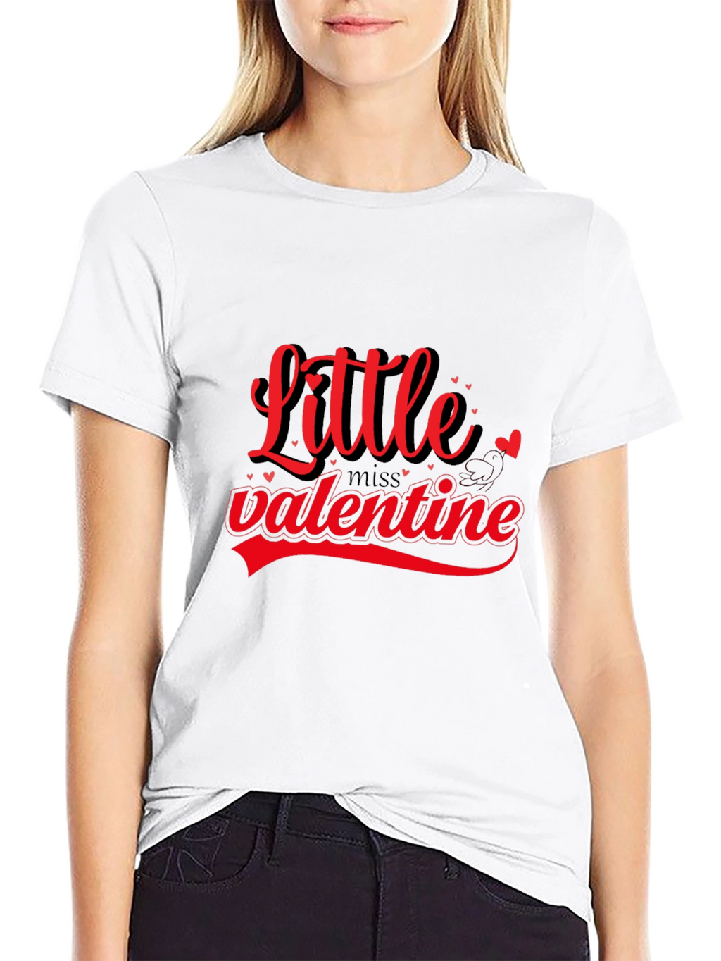 Little Miss Valentine Black T-Shirt