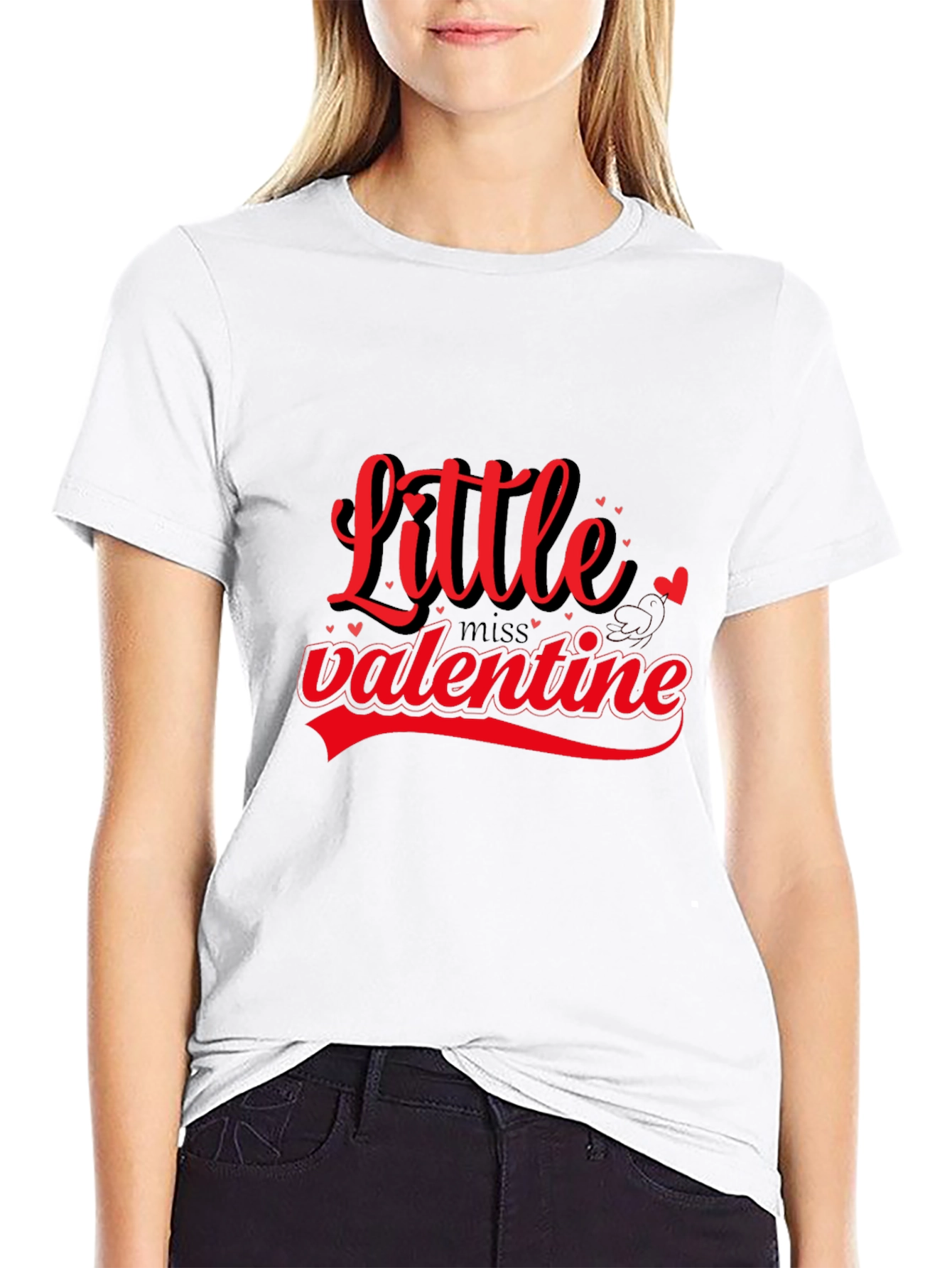 Little Miss Valentine Black T-Shirt