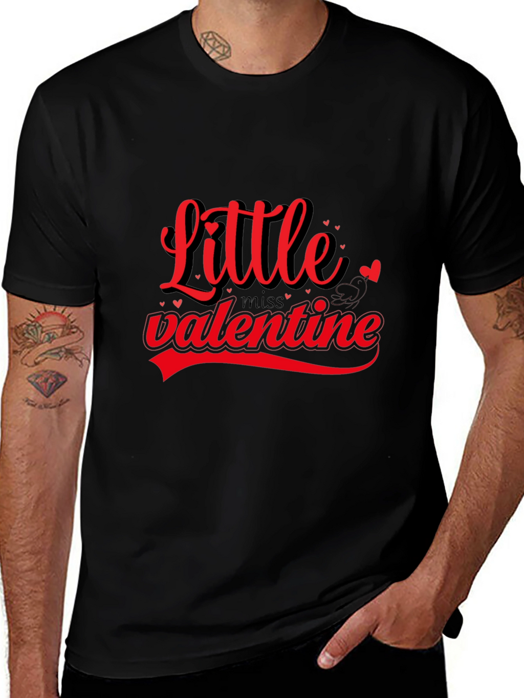 Little Miss Valentine Black T-Shirt