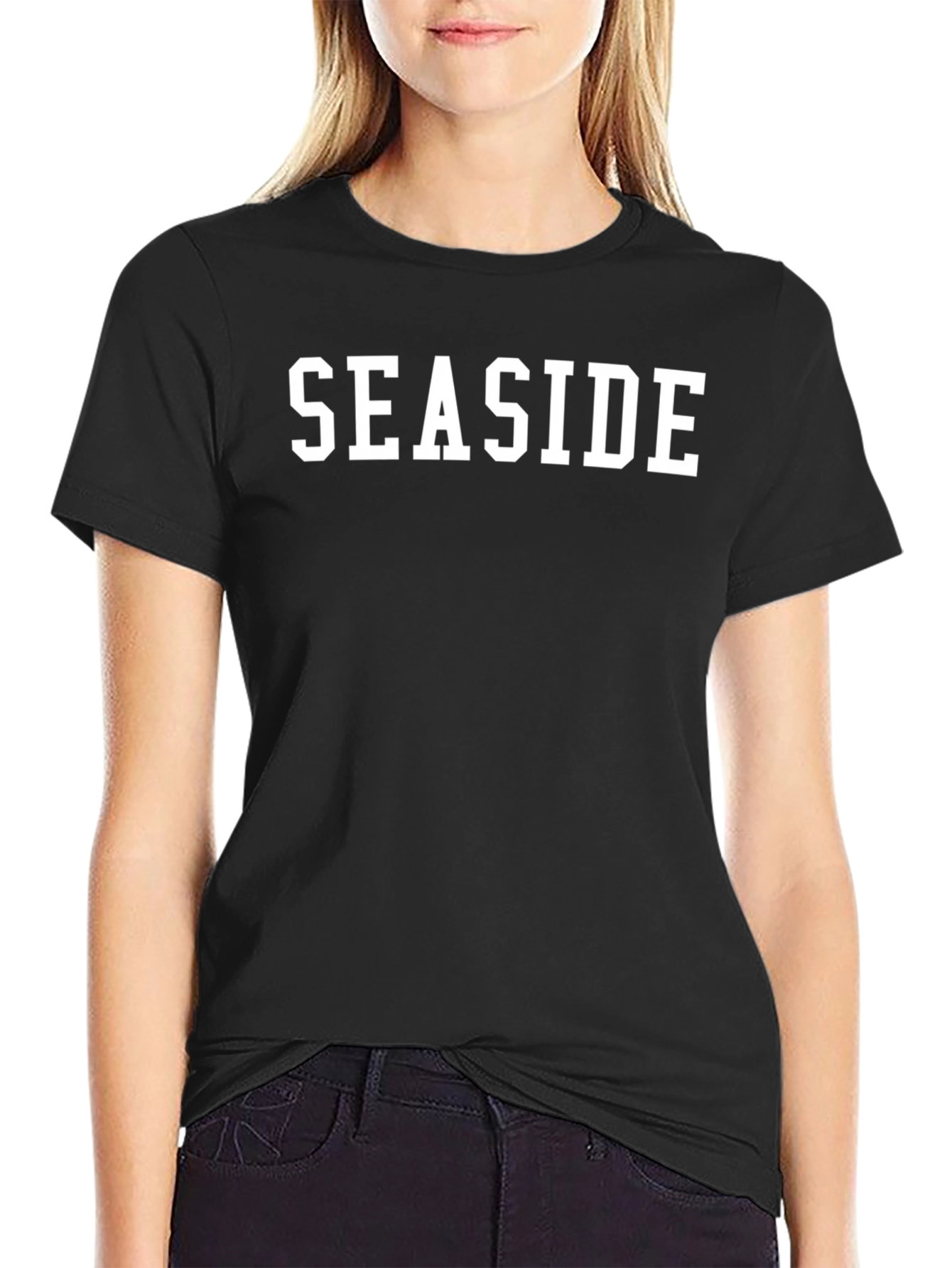 Seaside Graphic Tee - Mens Black Cotton T-Shirt