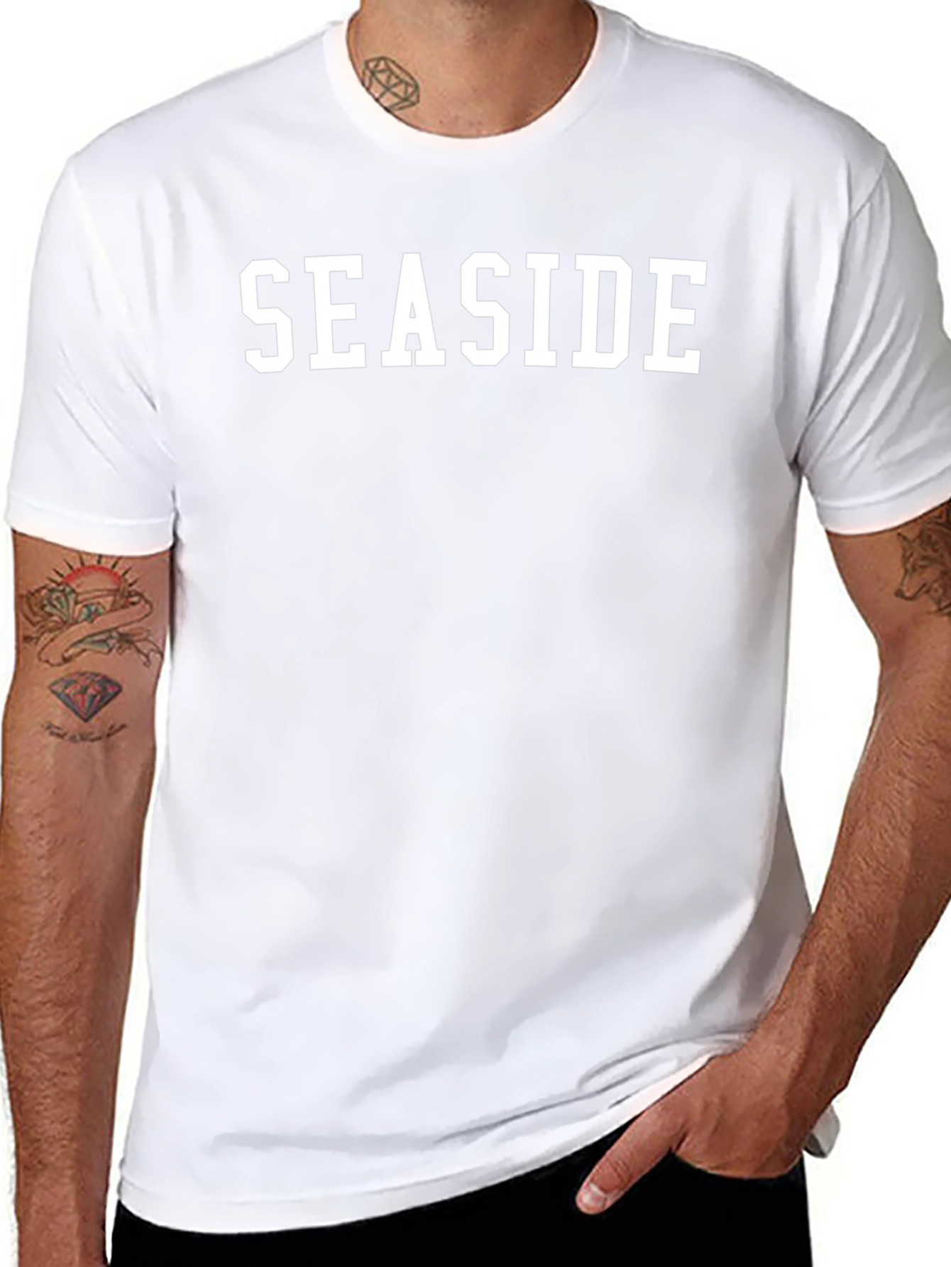Seaside Graphic Tee - Mens Black Cotton T-Shirt