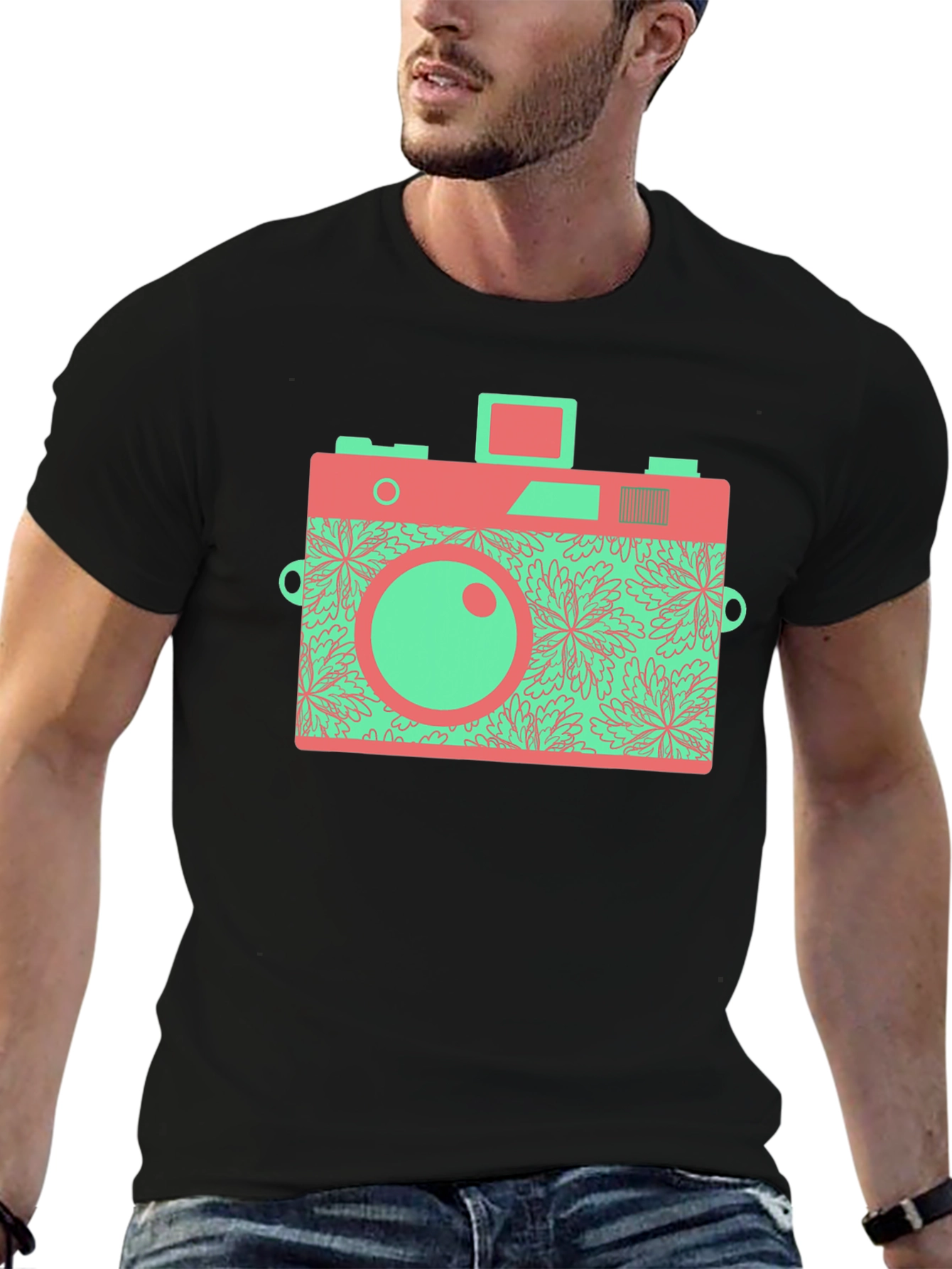 Retro Camera Graphic T-Shirt - Black