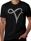 Stylish Initial V Rhinestone Graphic T-Shirt