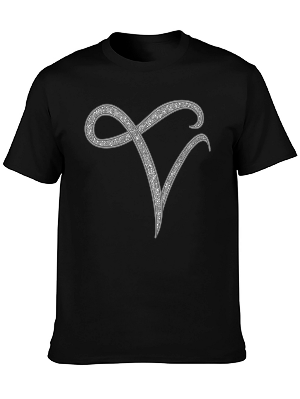 Stylish Initial V Rhinestone Graphic T-Shirt