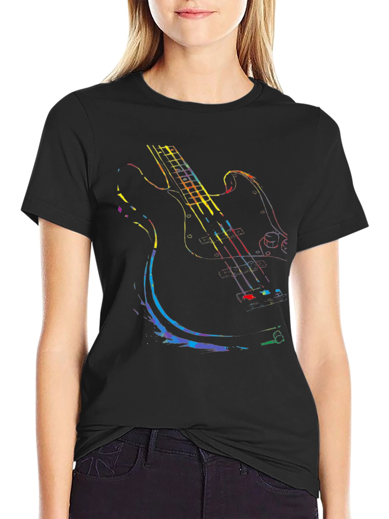 Guitar Graphic Tee - Black Cotton Comfort