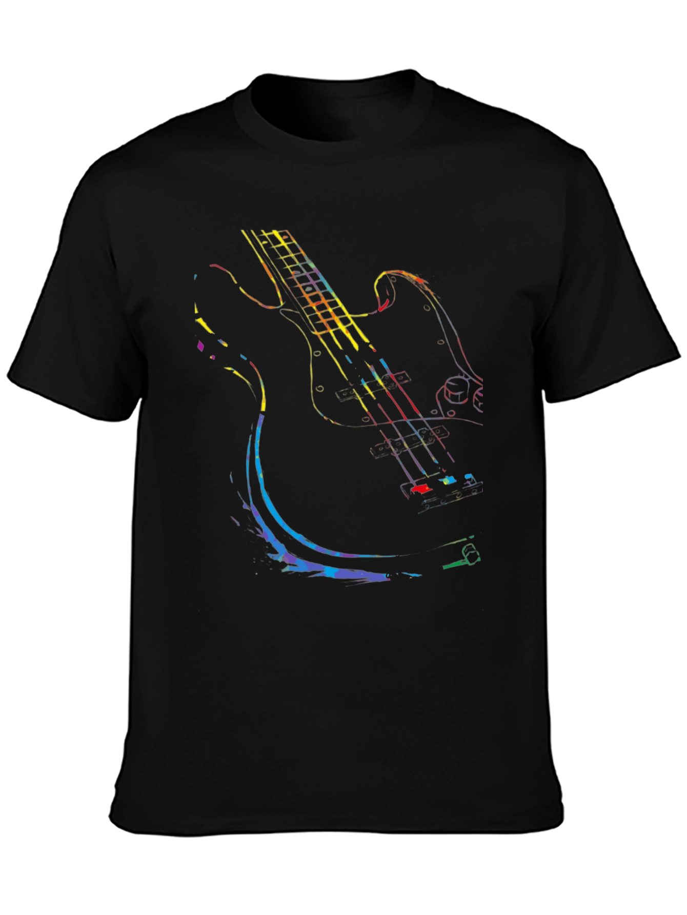 Guitar Graphic Tee - Black Cotton Comfort