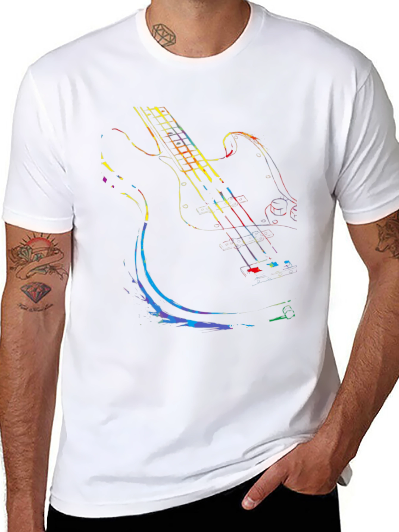 Guitar Graphic Tee - Black Cotton Comfort