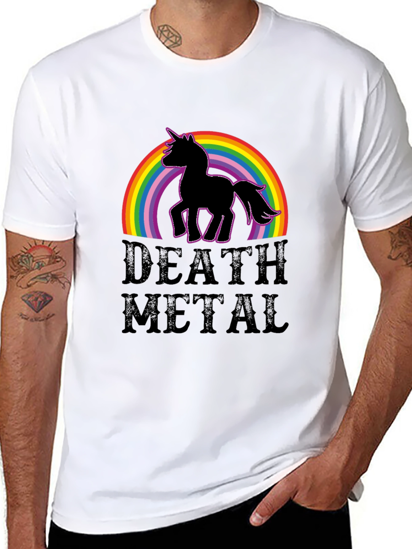 Death Metal Unicorn Rainbow T-Shirt