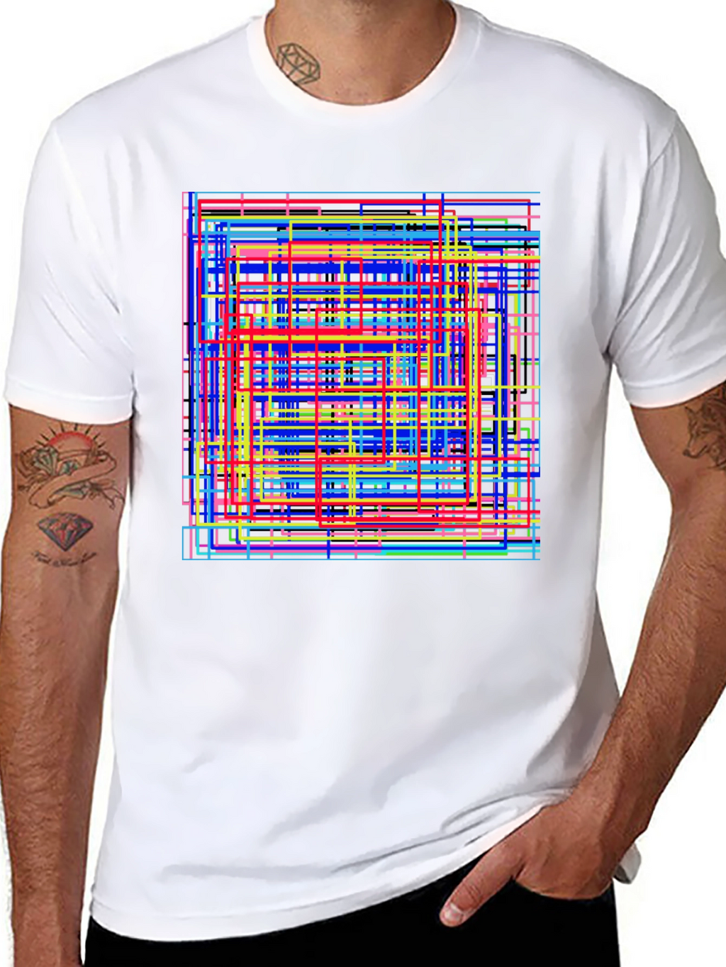 Abstract Geometric Lines Graphic T-Shirt