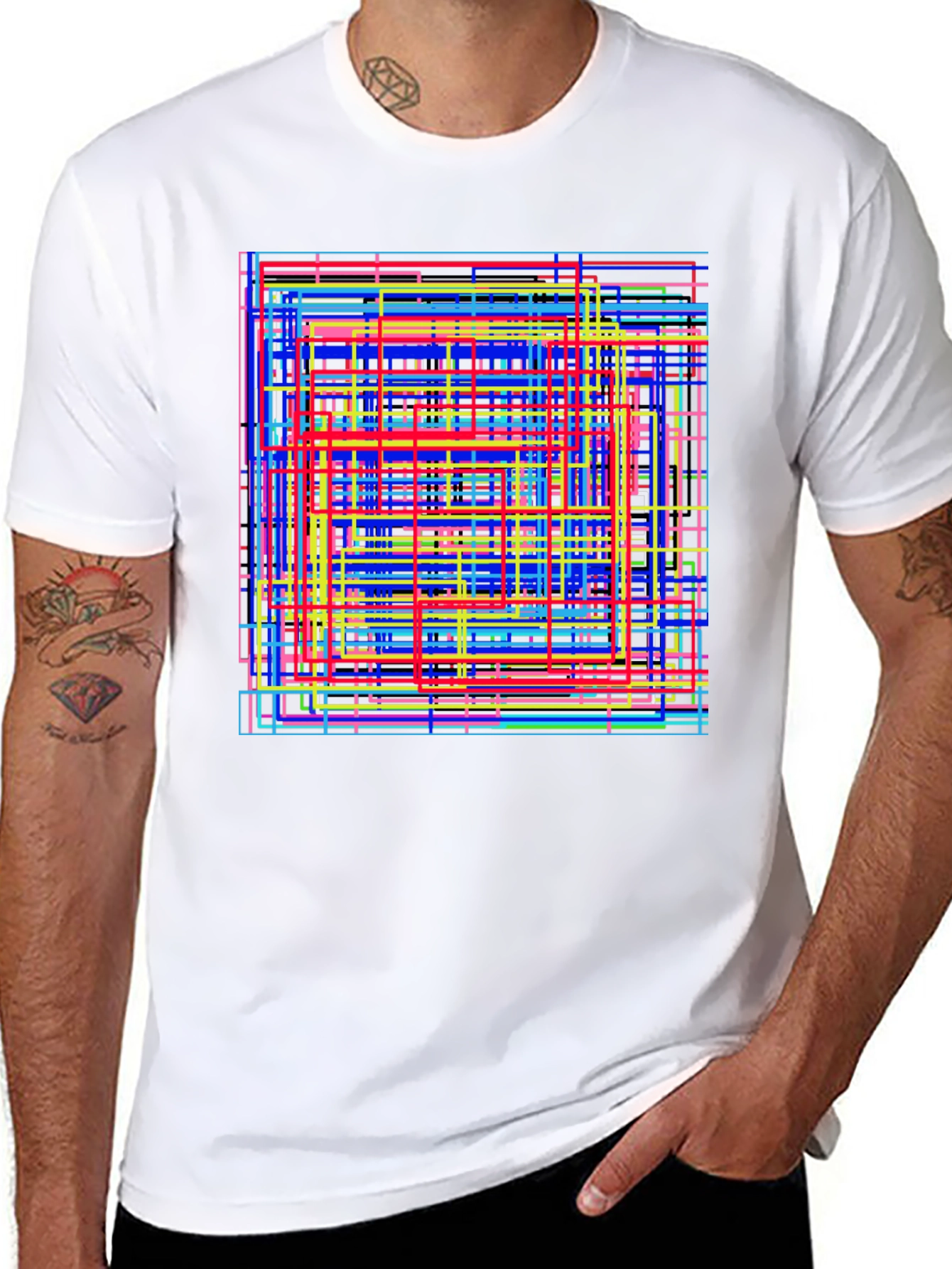 Abstract Geometric Lines Graphic T-Shirt