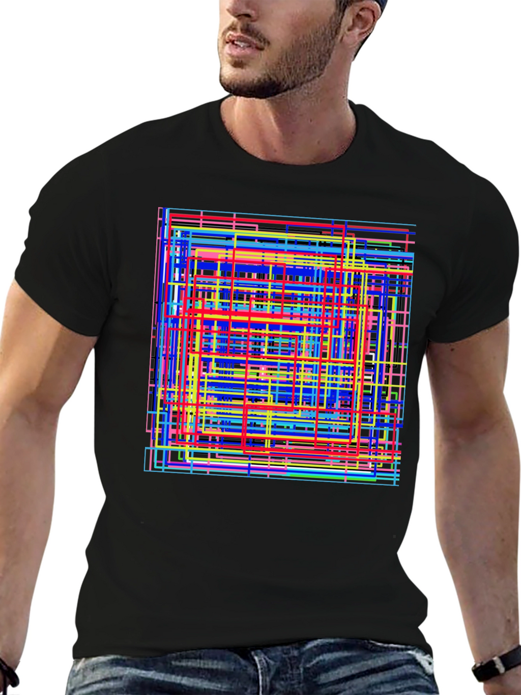 Abstract Geometric Lines Graphic T-Shirt