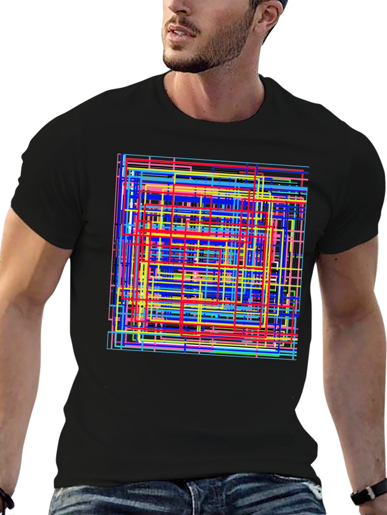 Abstract Geometric Lines Graphic T-Shirt