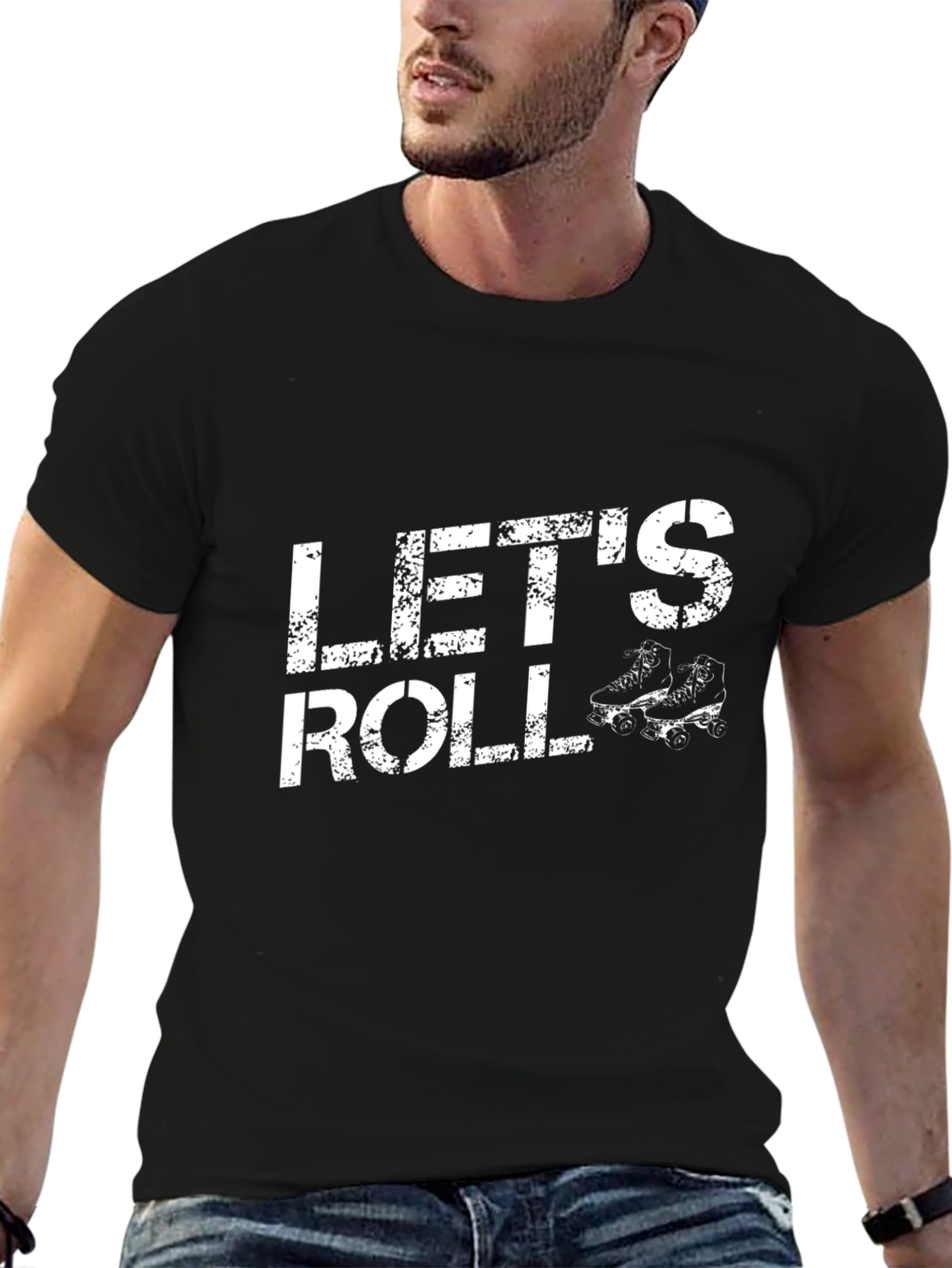 Lets Roll Black Graphic T-Shirt
