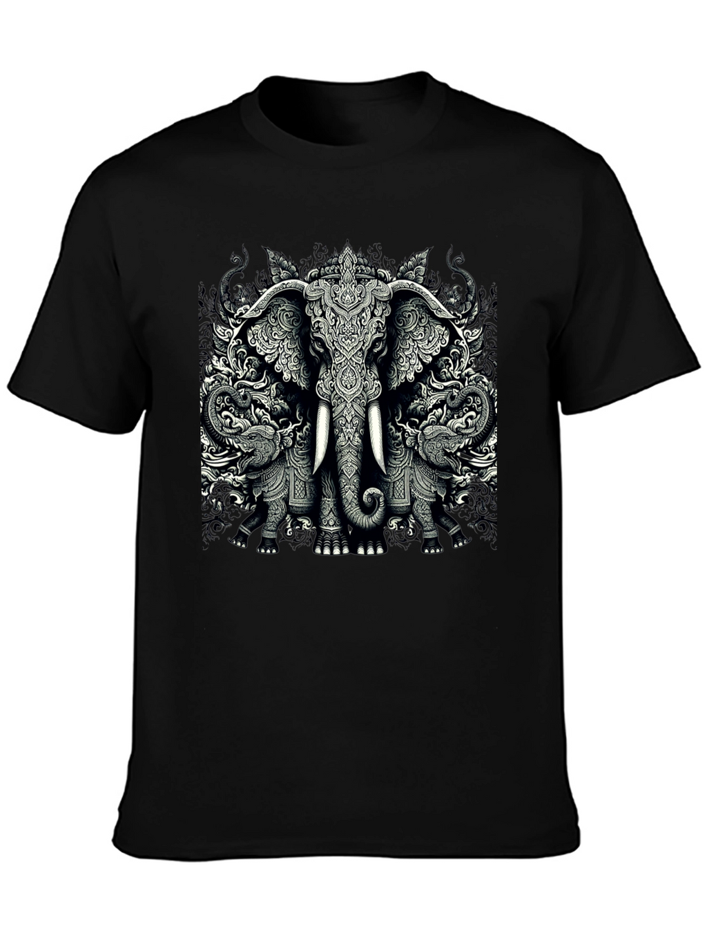 Elephant Graphic Tee - Unique Black T-Shirt