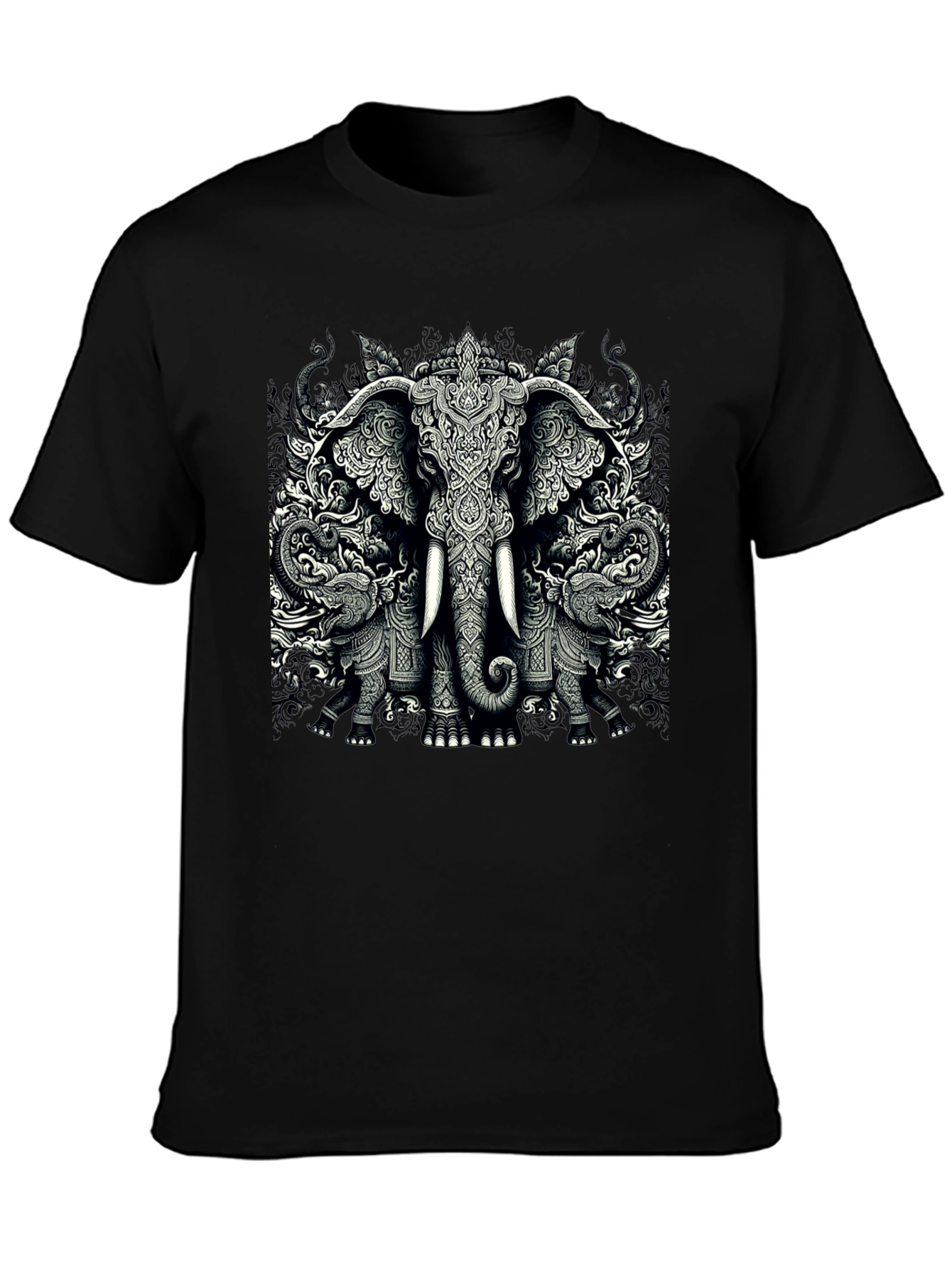 Elephant Graphic Tee - Unique Black T-Shirt