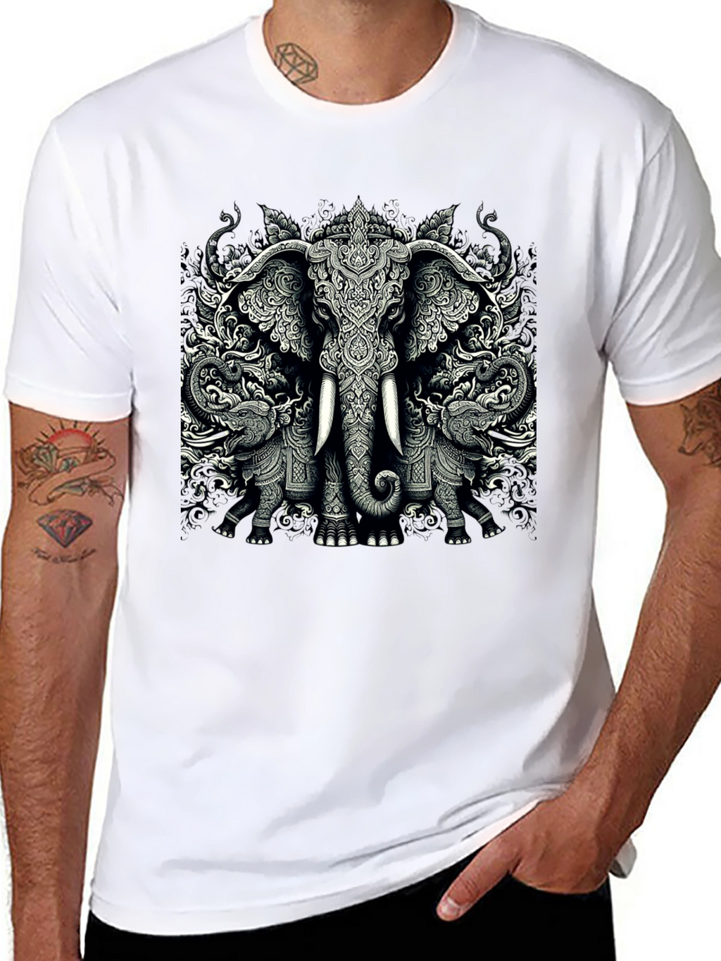 Elephant Graphic Tee - Unique Black T-Shirt