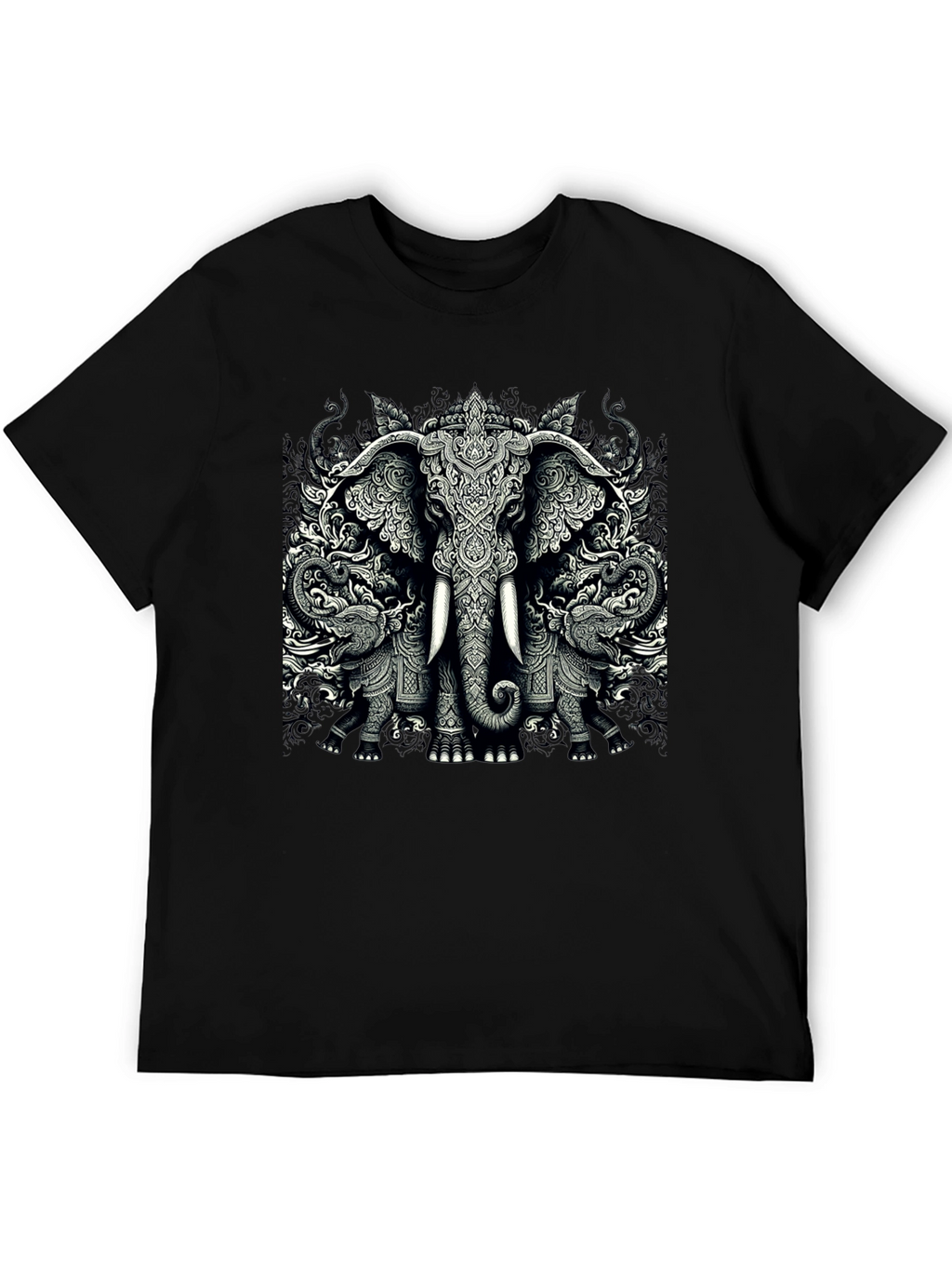 Elephant Graphic Tee - Unique Black T-Shirt