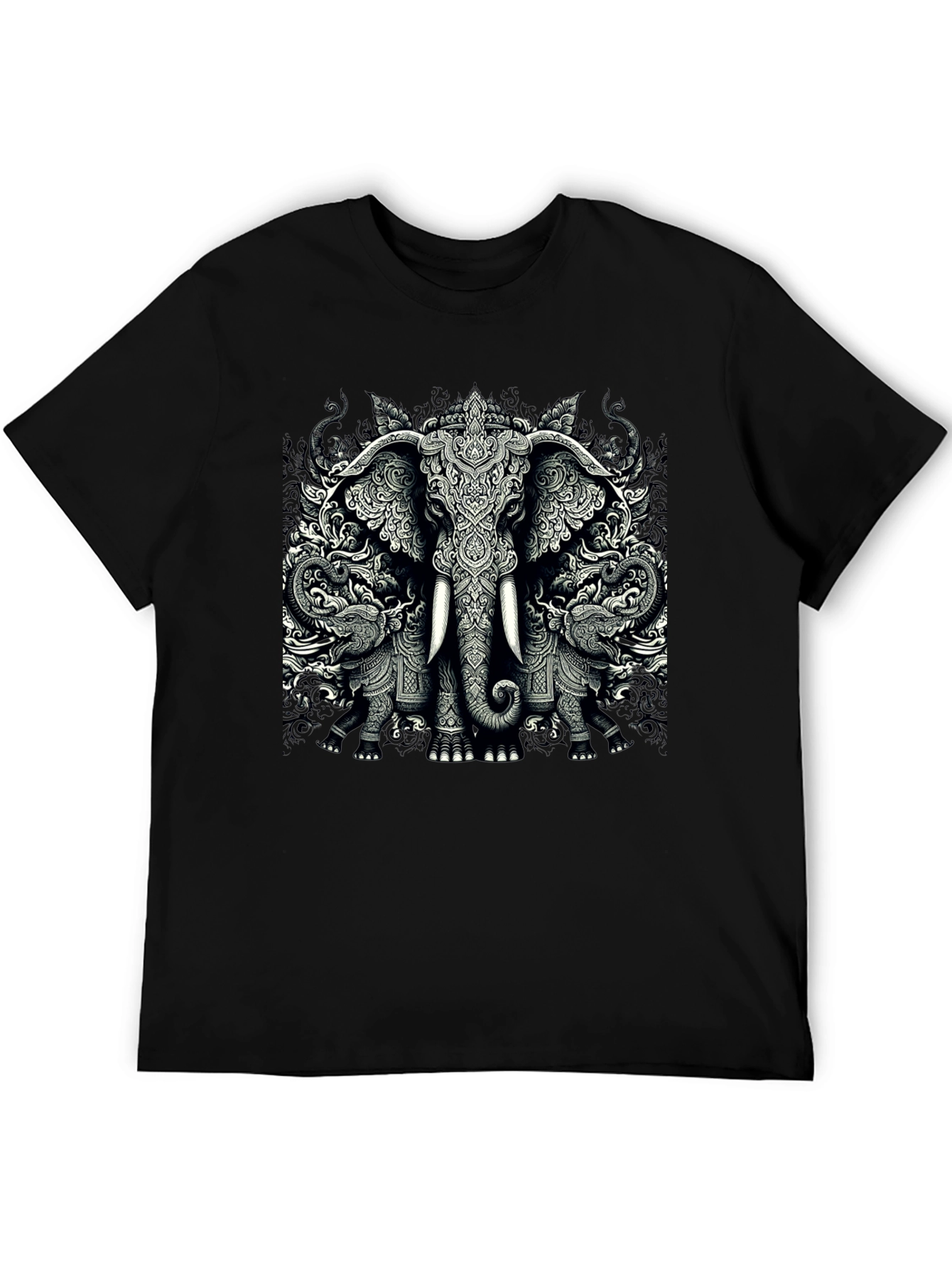 Elephant Graphic Tee - Unique Black T-Shirt