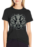 Elephant Graphic Tee - Unique Black T-Shirt
