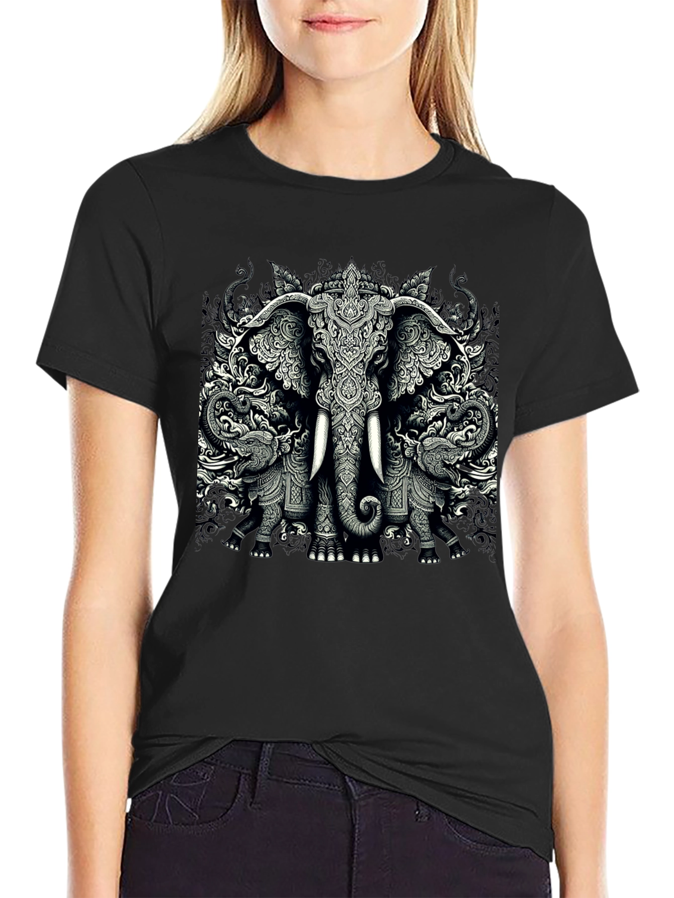 Elephant Graphic Tee - Unique Black T-Shirt