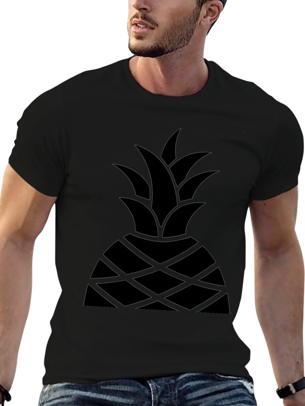 Black Pineapple Graphic T-Shirt - Modern Style