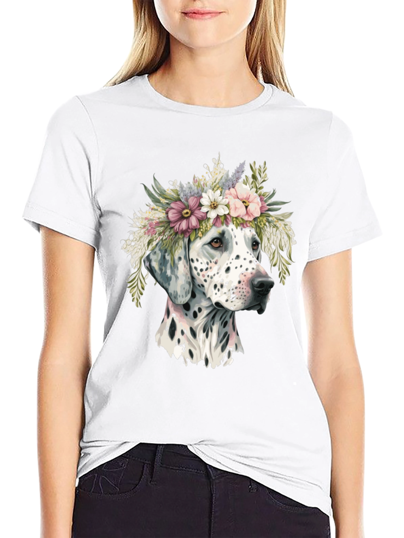 Dalmatian Dog with Flower Crown T-Shirt