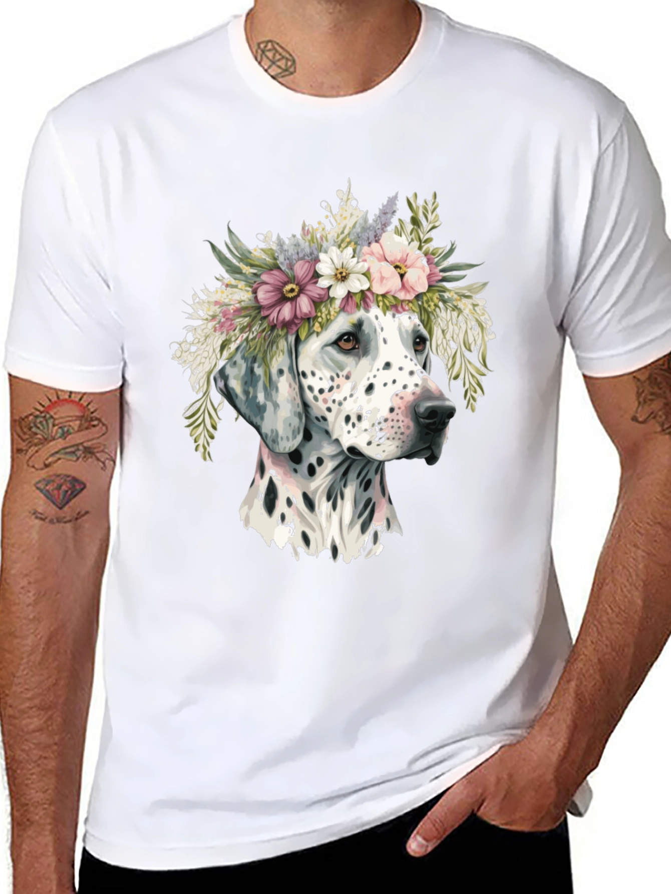 Dalmatian Dog with Flower Crown T-Shirt