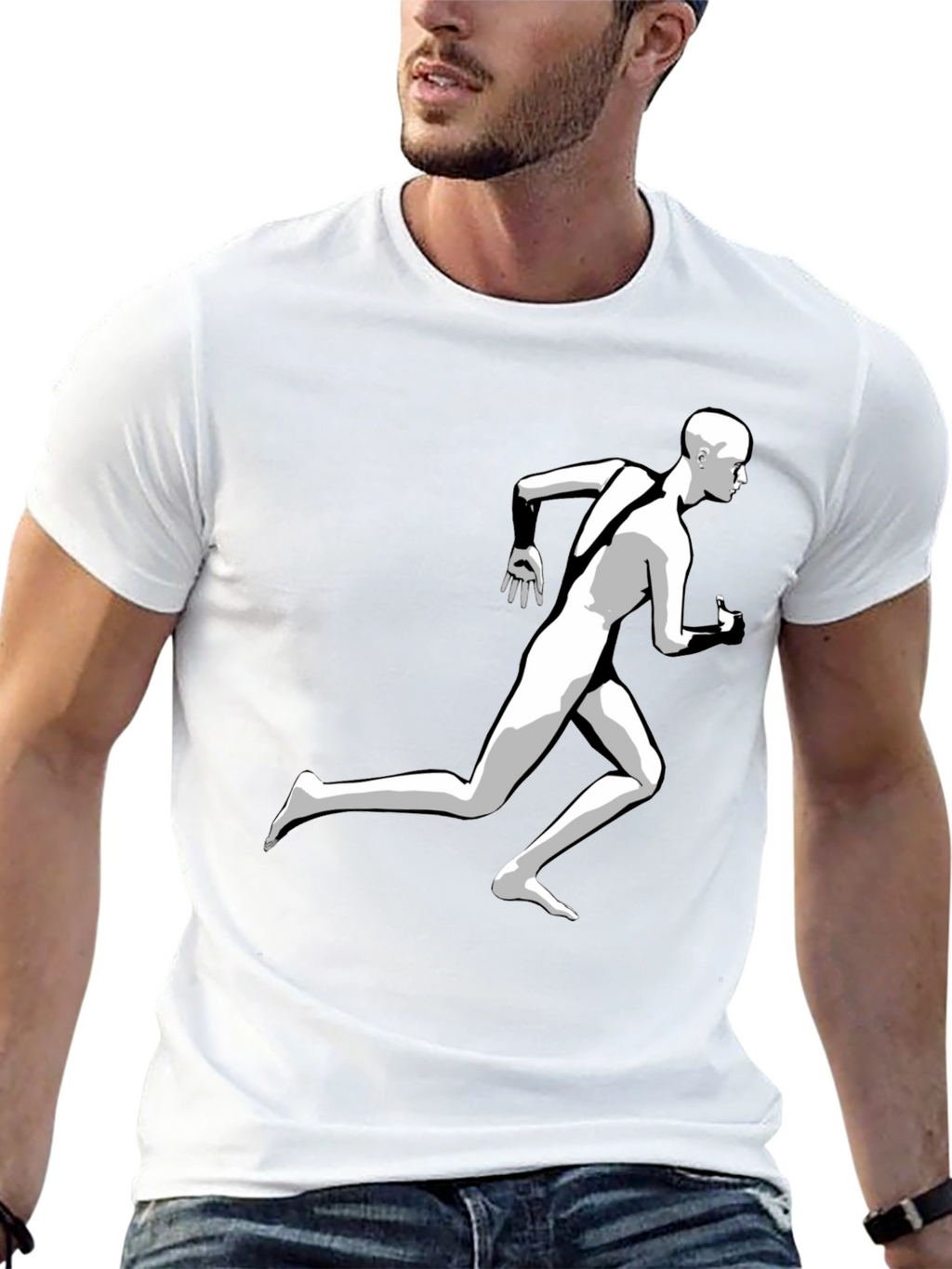 Running Man Graphic Tee - Cool Black T-Shirt