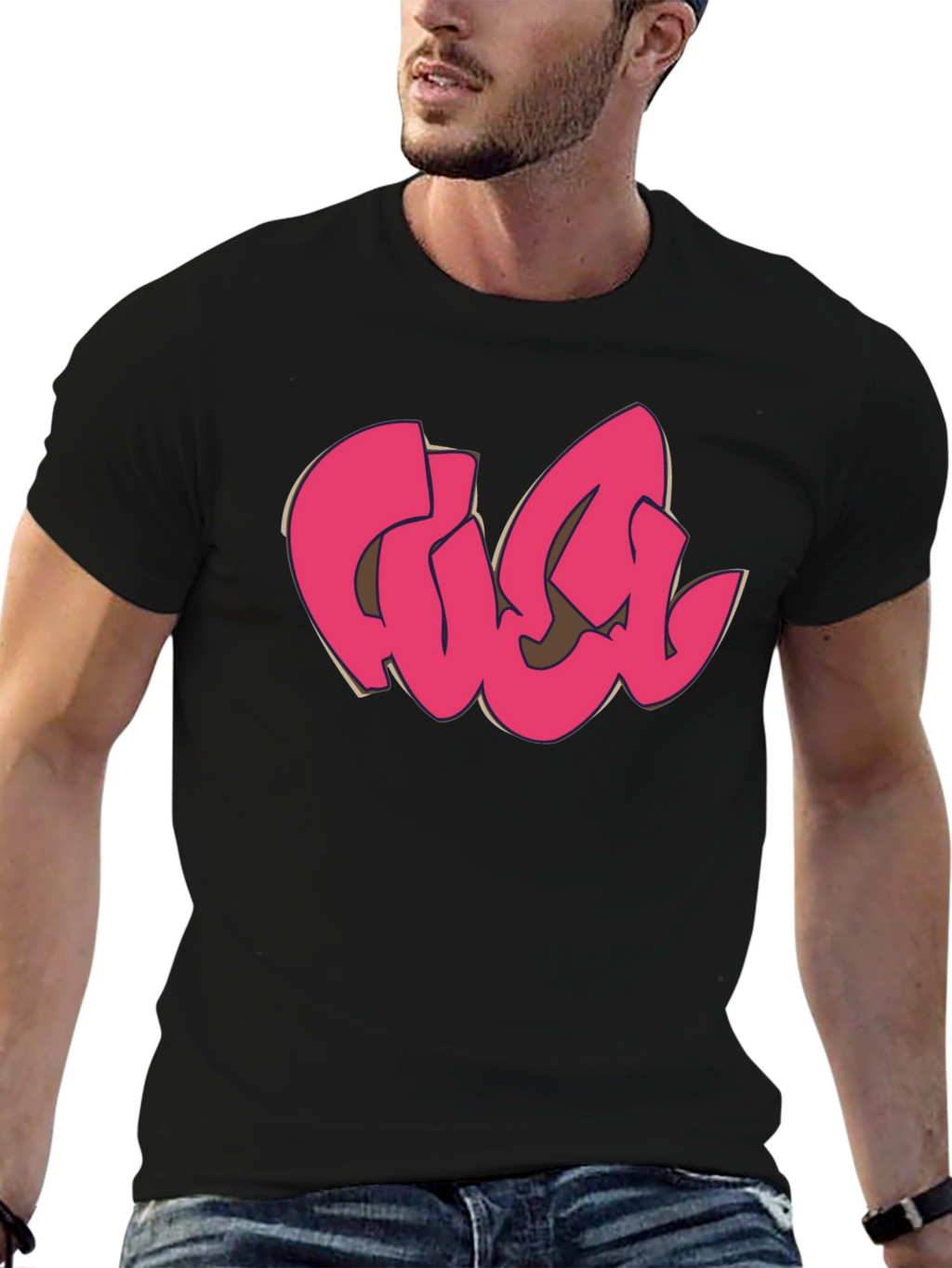 Graffiti Style Tee - Black Casual T-Shirt