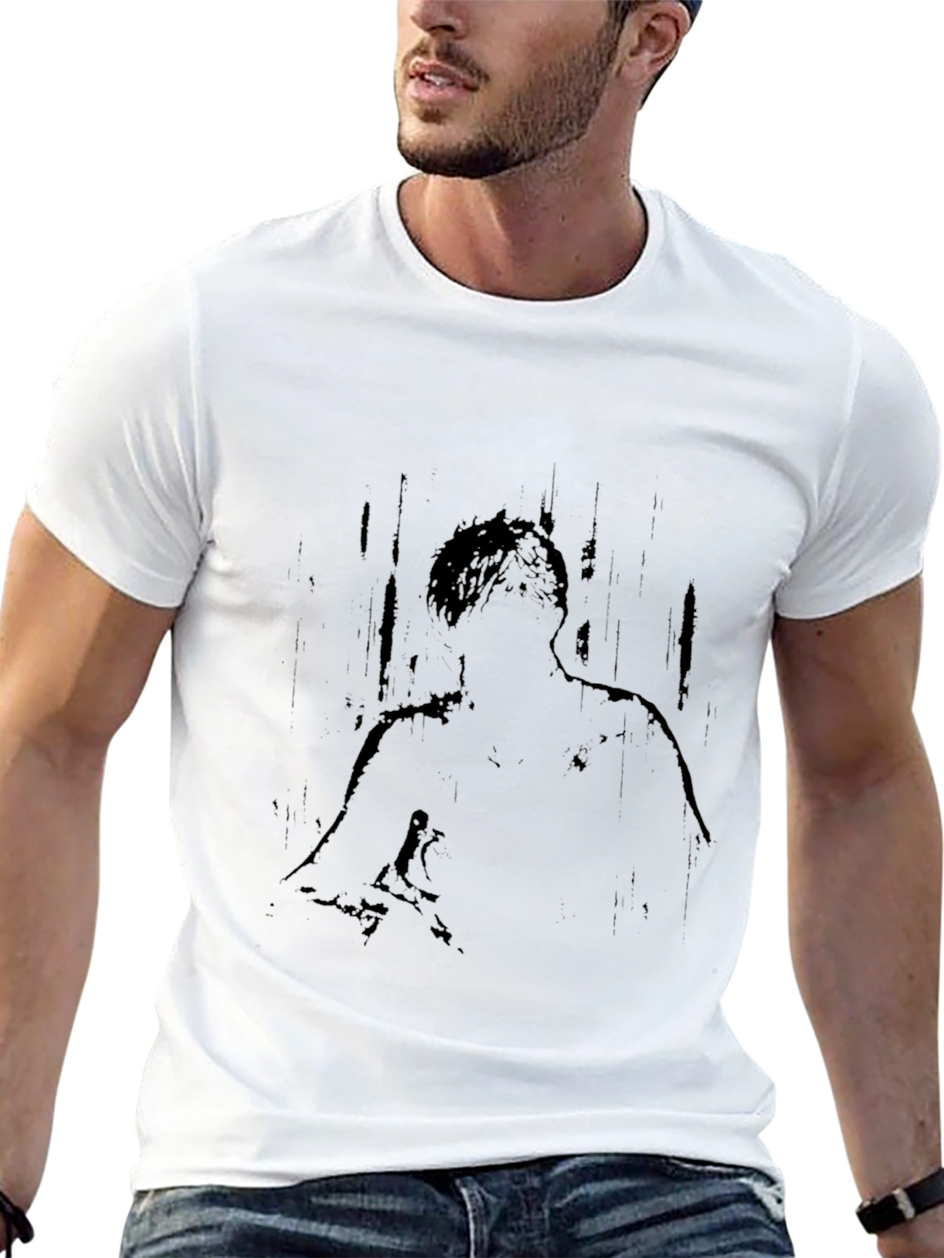 Mens Black Graphic Print T-Shirt