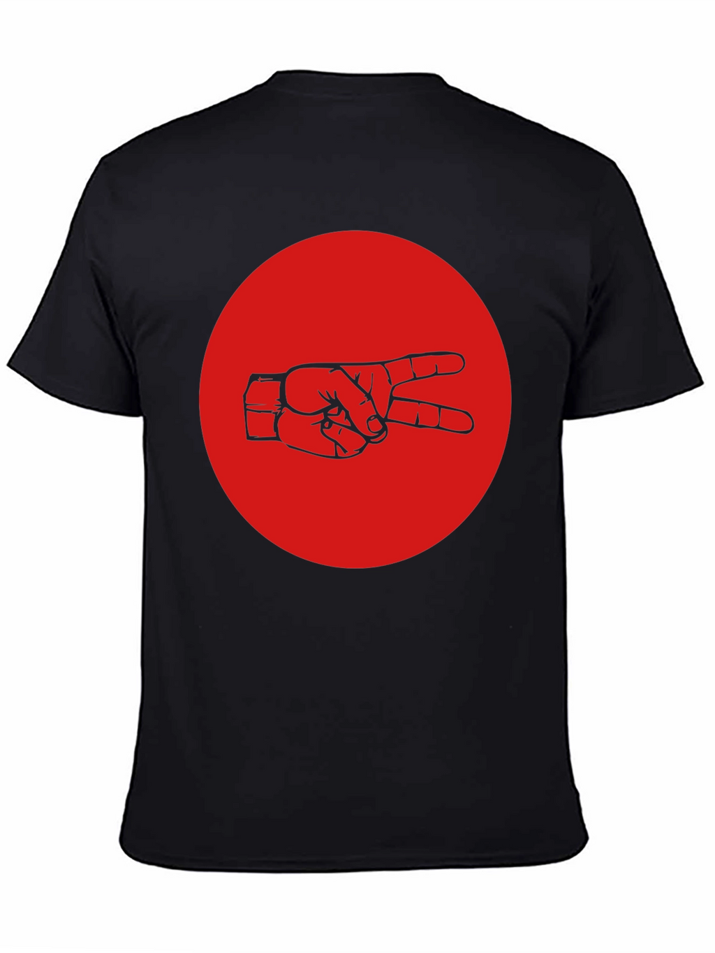 Peace Sign Graphic Tee - Black Cotton Crew Neck