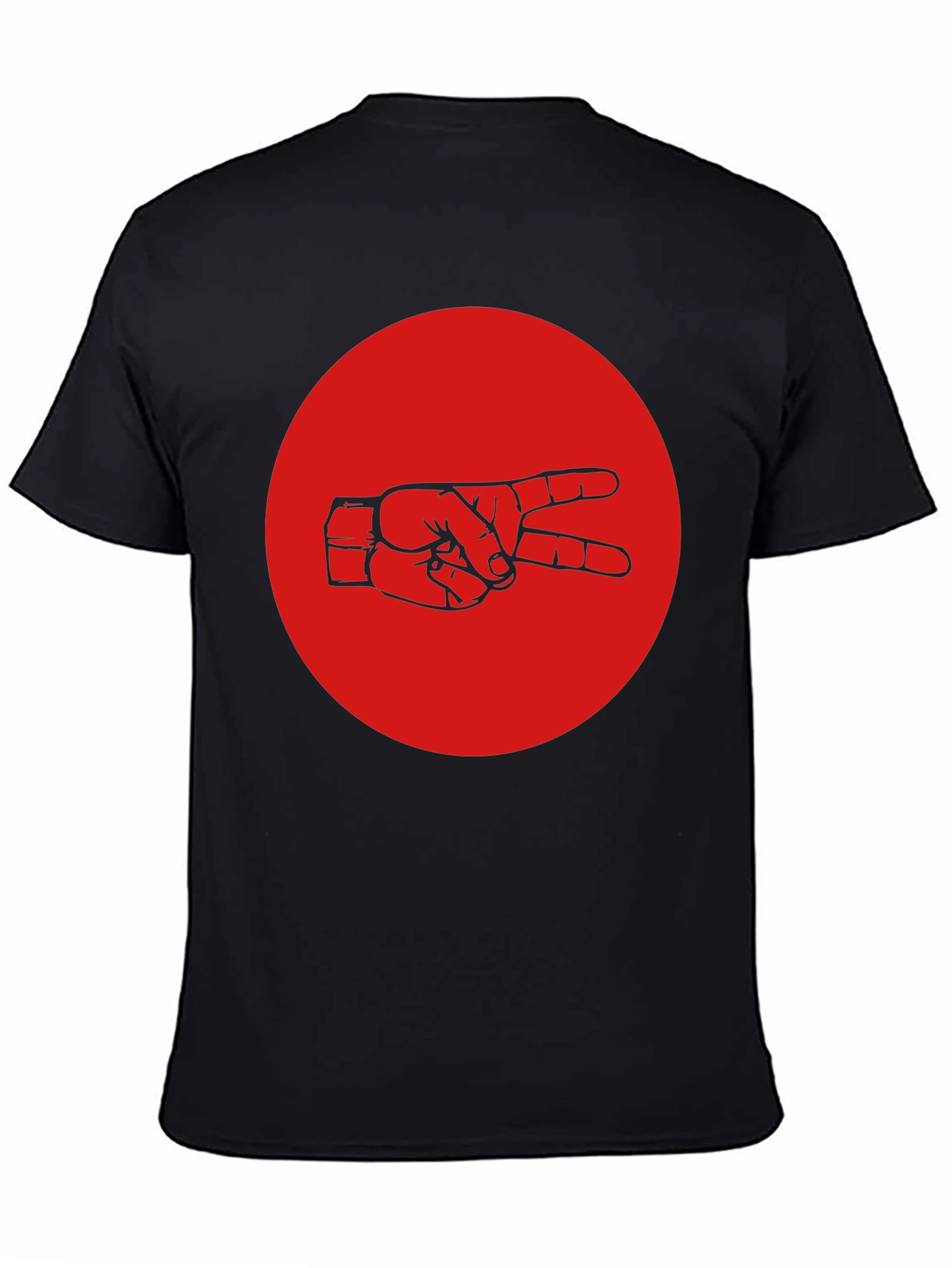 Peace Sign Graphic Tee - Black Cotton Crew Neck