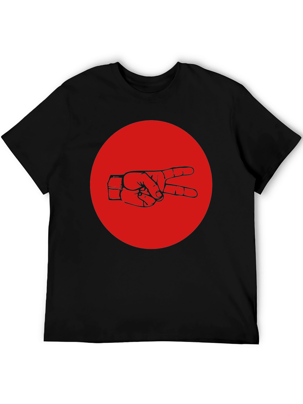 Peace Sign Graphic Tee - Black Cotton Crew Neck